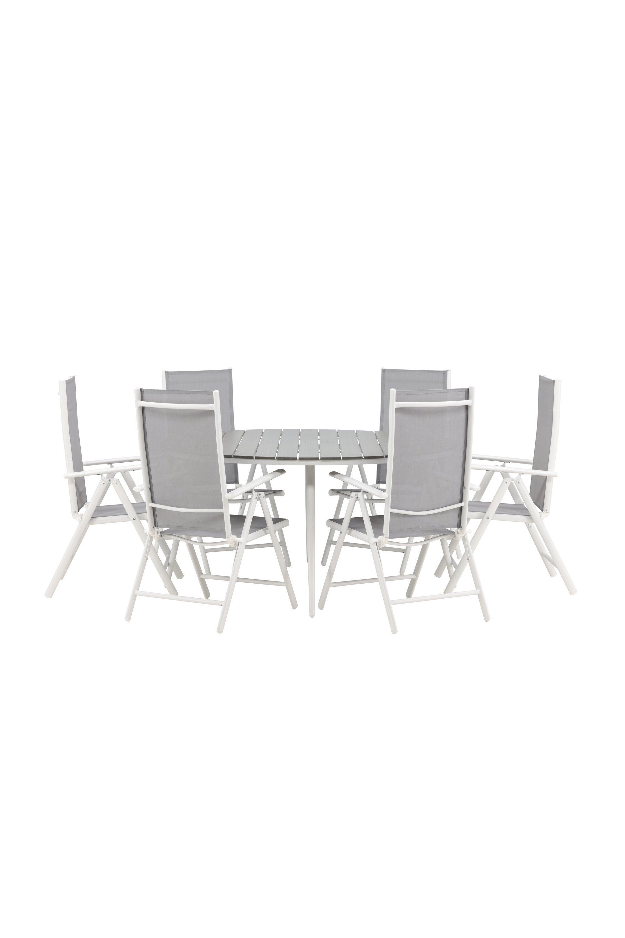 Break Outdoor-Tischset ⌀150cm/6St. in Weiss präsentiert im Onlineshop von KAQTU Design AG. Gartentischset ist von Venture Home
