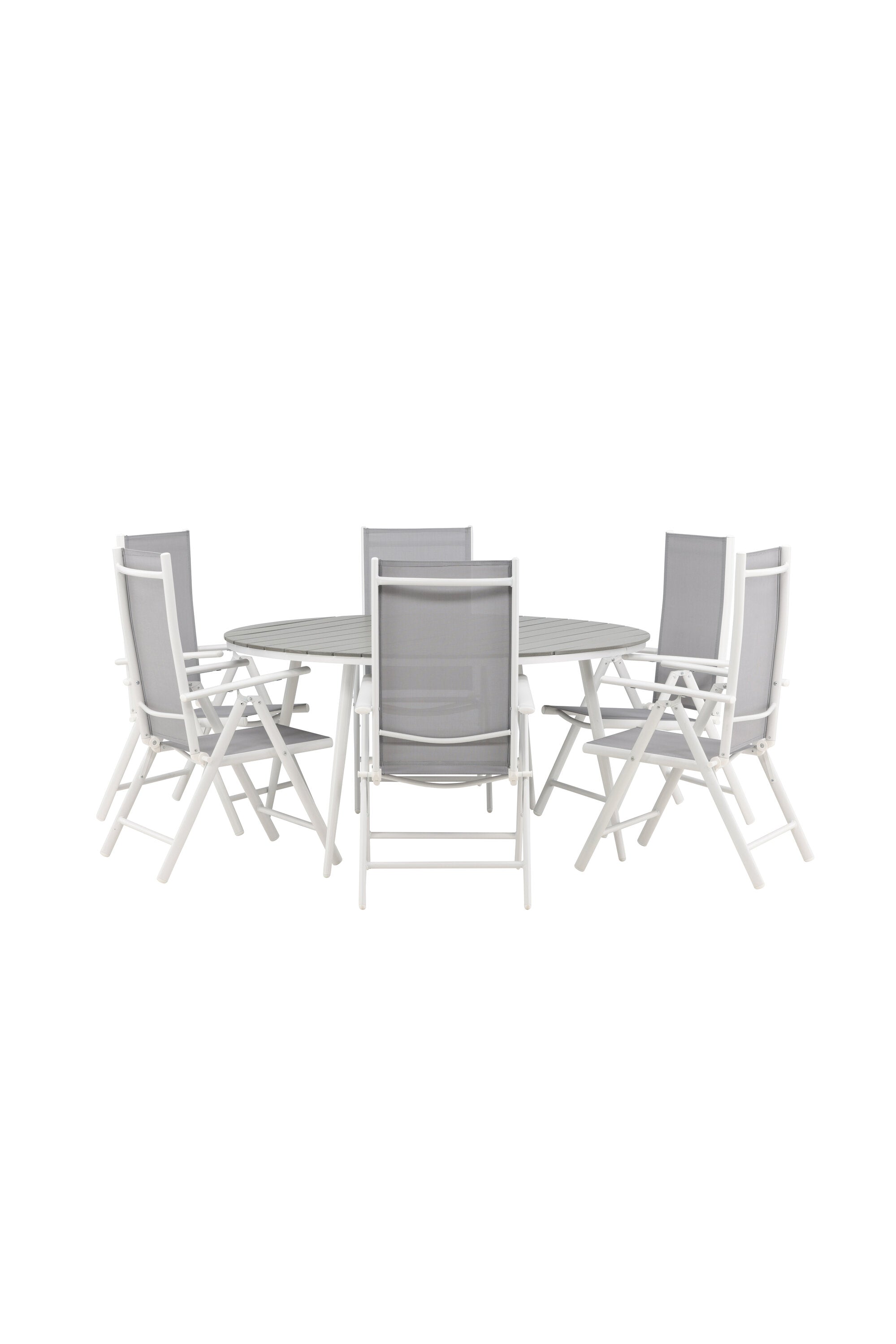 Break Outdoor-Tischset ⌀150cm/6St. in Weiss präsentiert im Onlineshop von KAQTU Design AG. Gartentischset ist von Venture Home