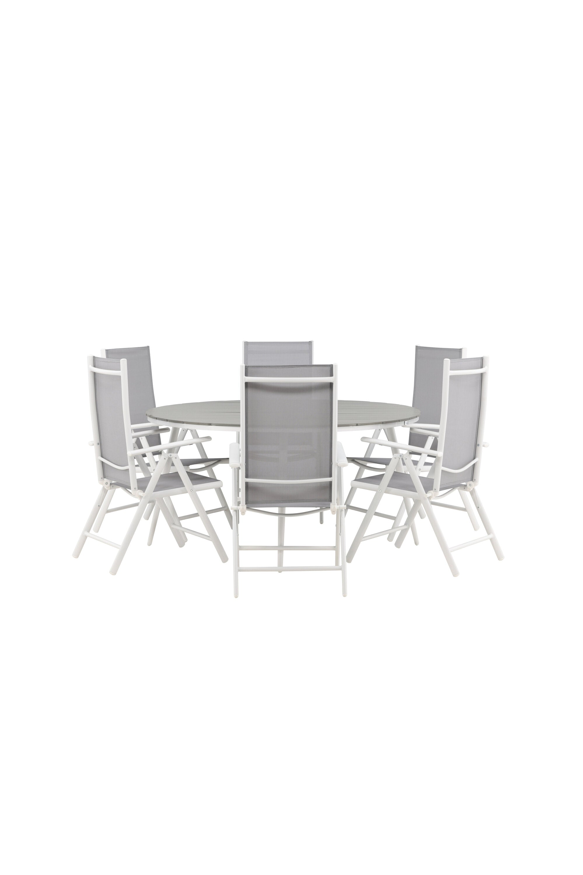 Break Outdoor-Tischset ⌀150cm/6St. in Weiss präsentiert im Onlineshop von KAQTU Design AG. Gartentischset ist von Venture Home