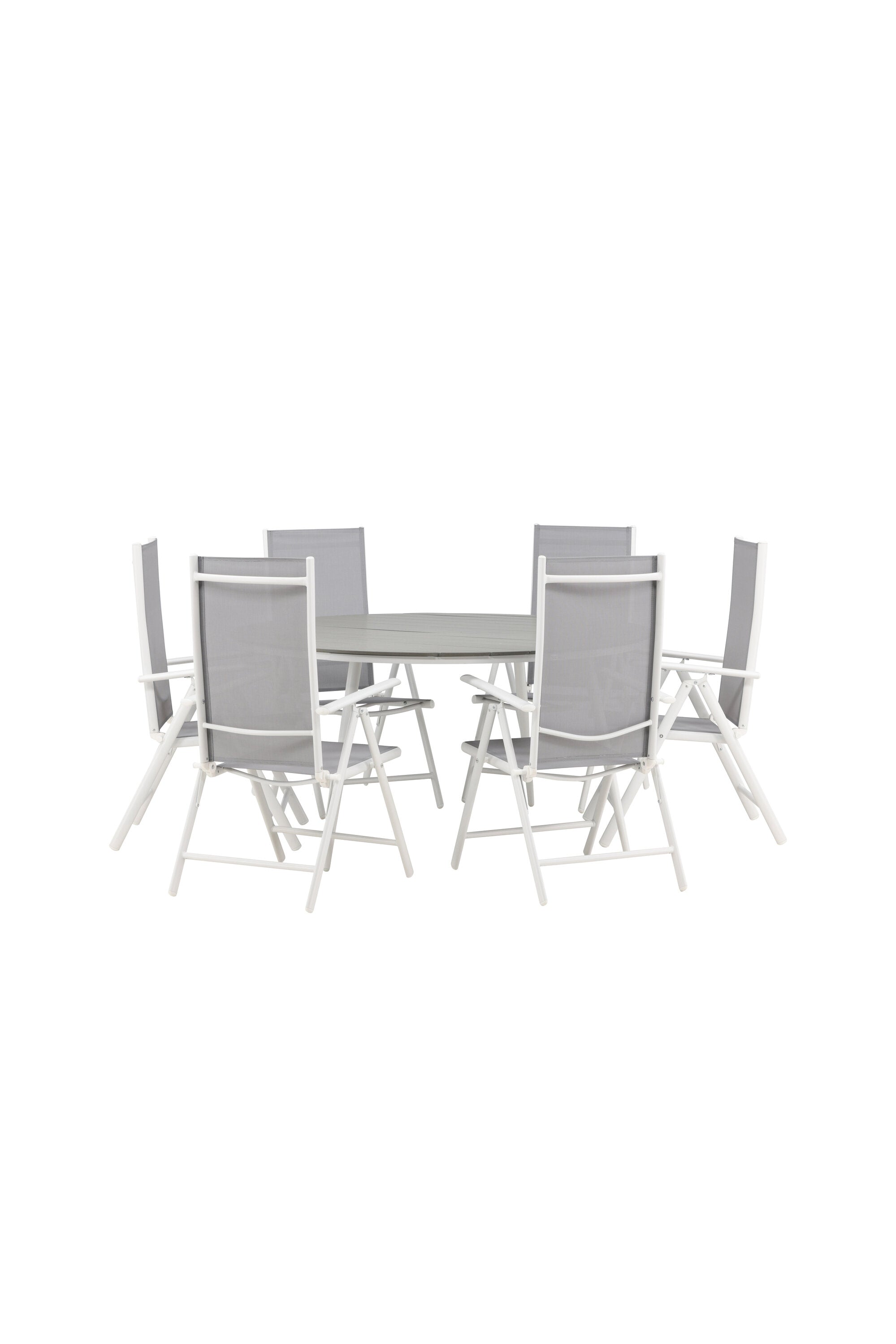 Break Outdoor-Tischset ⌀150cm/6St. in Weiss präsentiert im Onlineshop von KAQTU Design AG. Gartentischset ist von Venture Home