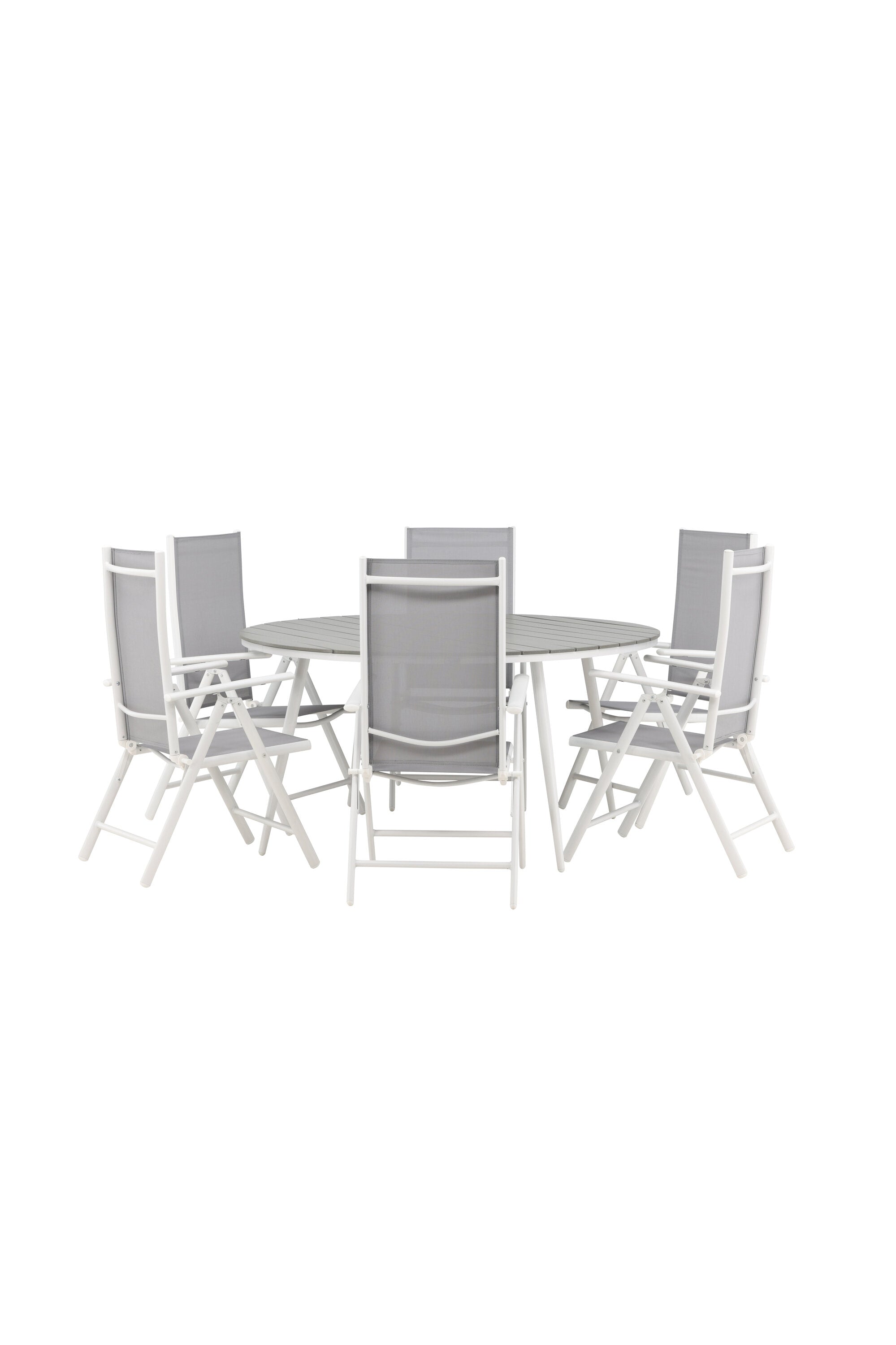 Break Outdoor-Tischset ⌀150cm/6St. in Weiss präsentiert im Onlineshop von KAQTU Design AG. Gartentischset ist von Venture Home