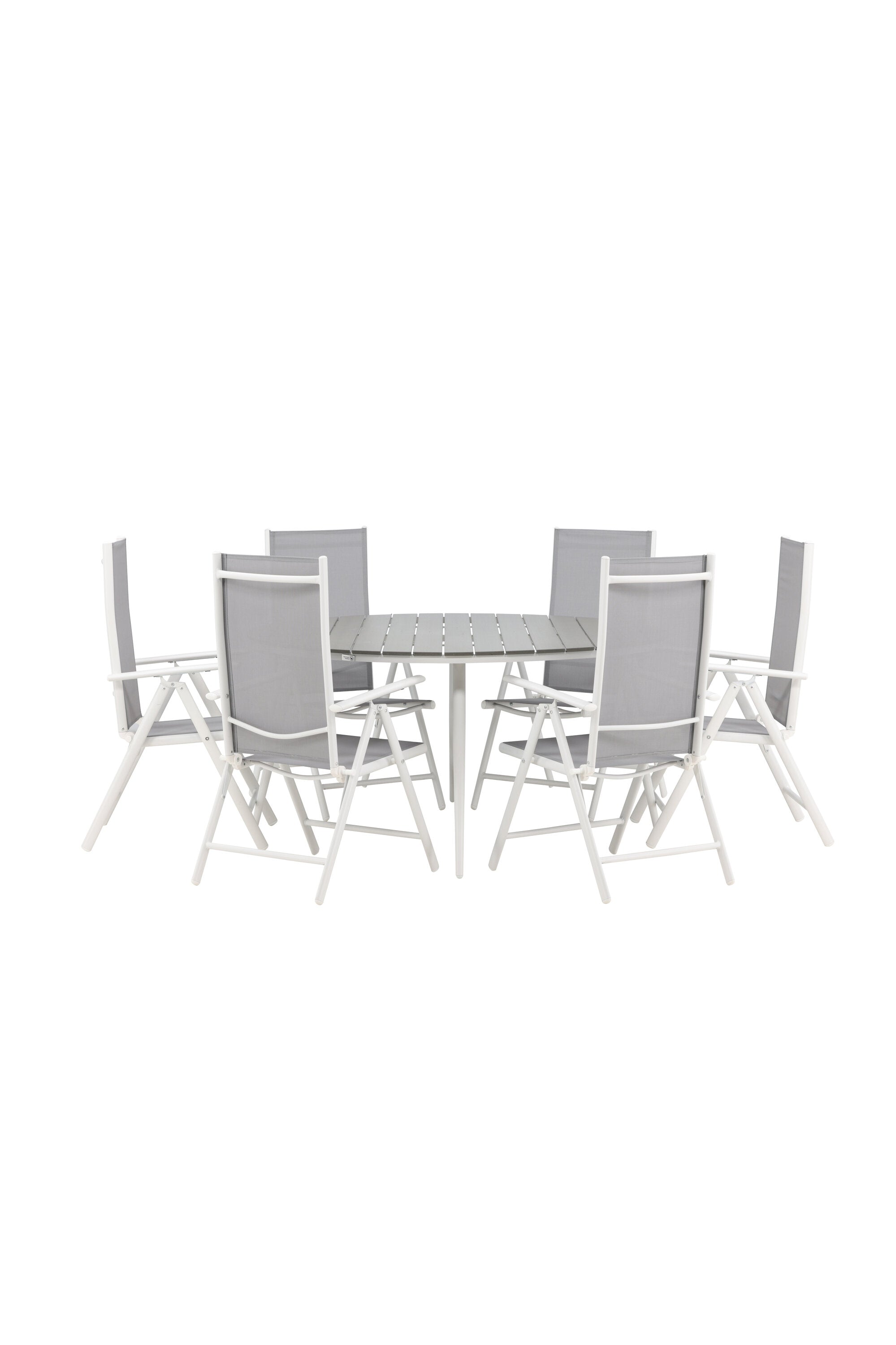 Break Outdoor-Tischset ⌀150cm/6St. in Weiss präsentiert im Onlineshop von KAQTU Design AG. Gartentischset ist von Venture Home