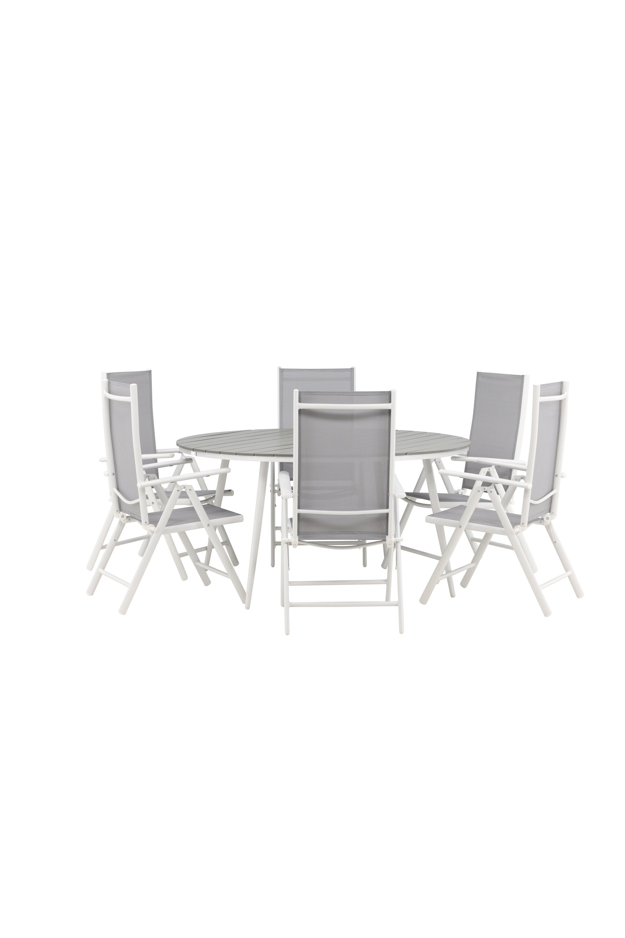 Break Outdoor-Tischset ⌀150cm/6St. in Weiss präsentiert im Onlineshop von KAQTU Design AG. Gartentischset ist von Venture Home