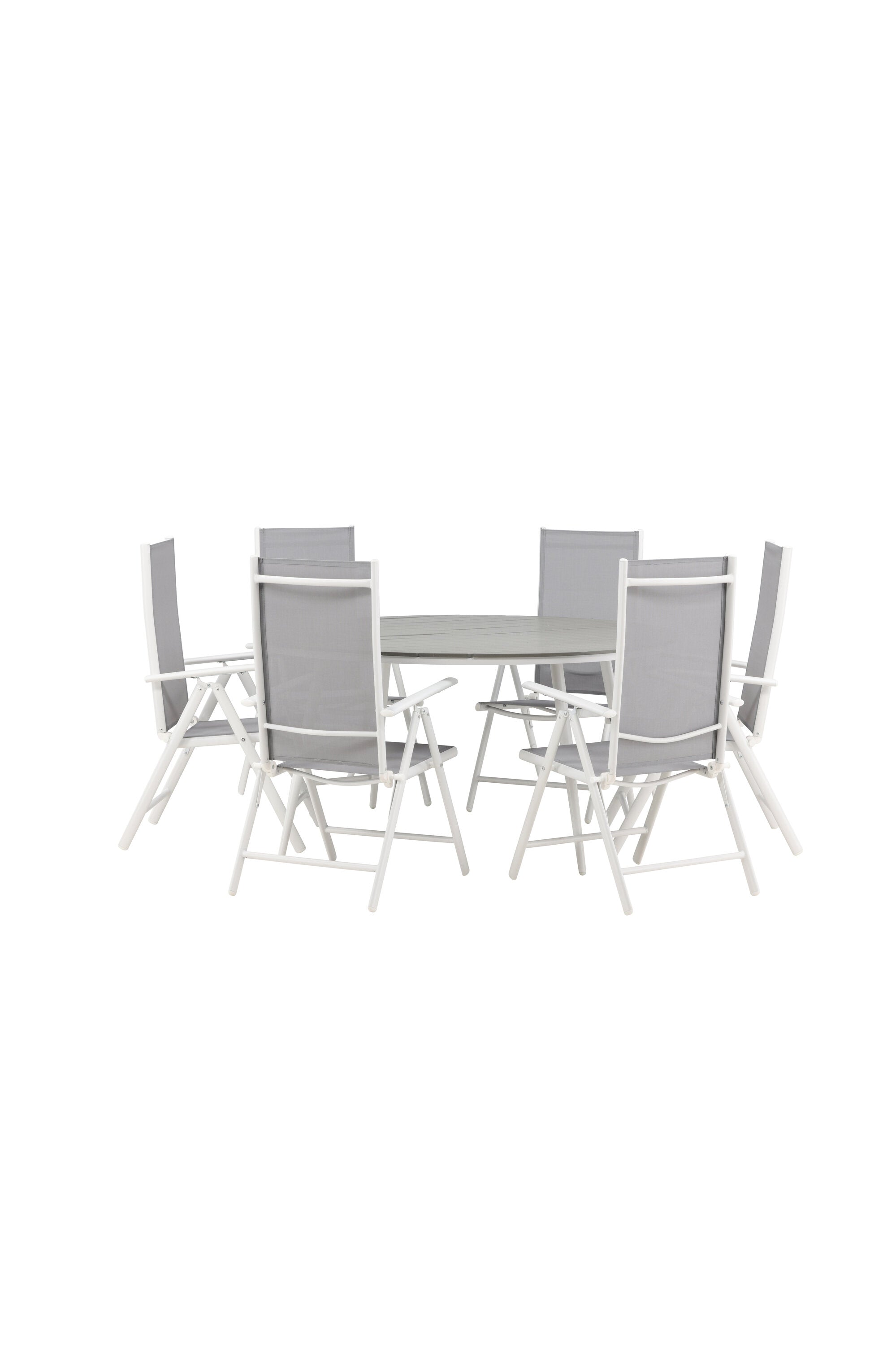 Break Outdoor-Tischset ⌀150cm/6St. in Weiss präsentiert im Onlineshop von KAQTU Design AG. Gartentischset ist von Venture Home