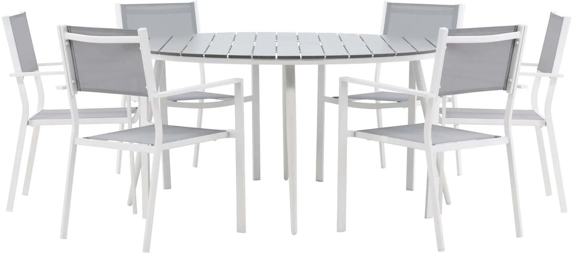 Elegantes Tischset für 6, ideal für stilvolle Outdoor-Dinner.
