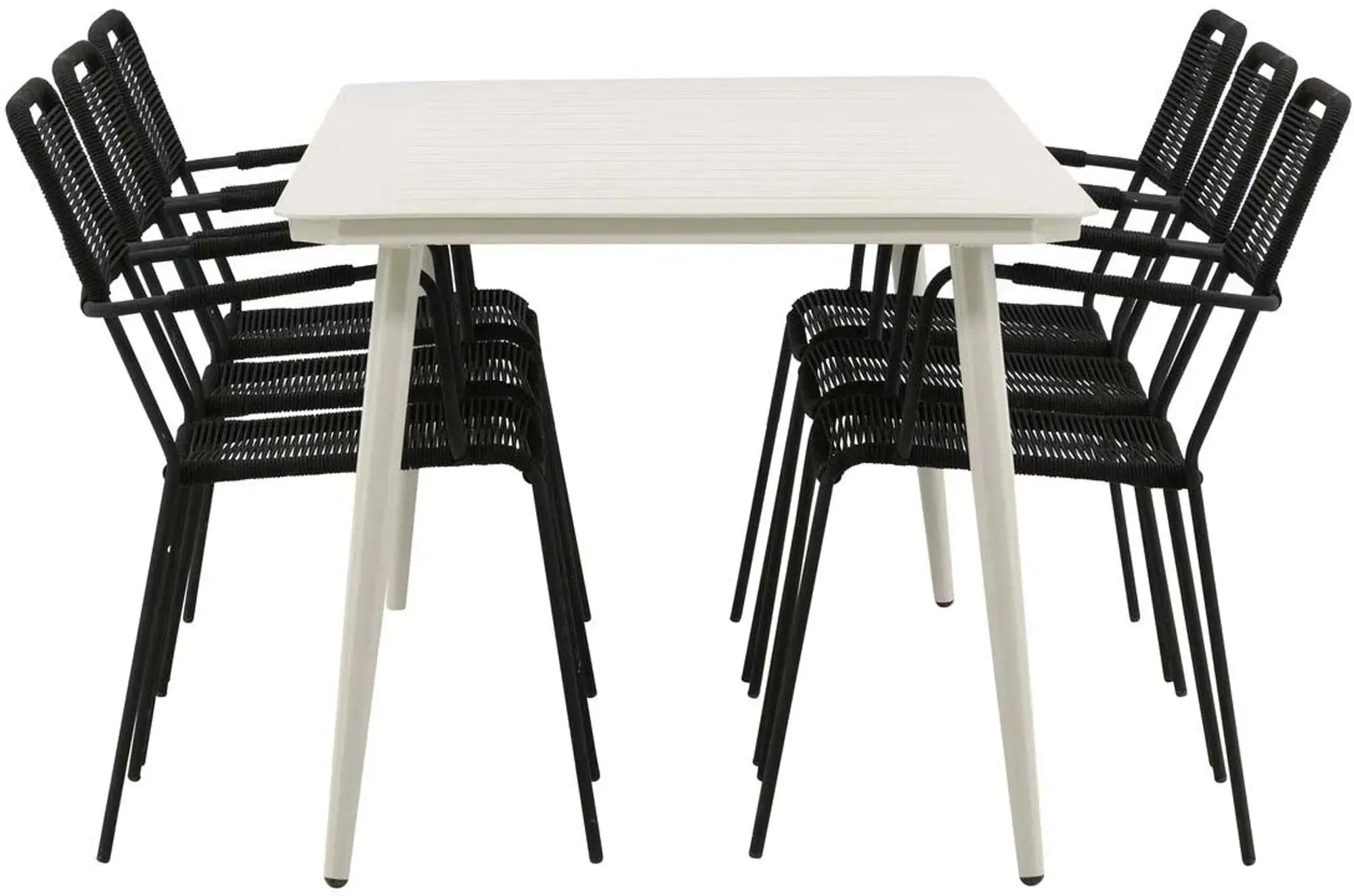 Robustes Outdoor-Tischset mit 6 Stühlen für stilvolle Gartenmomente.