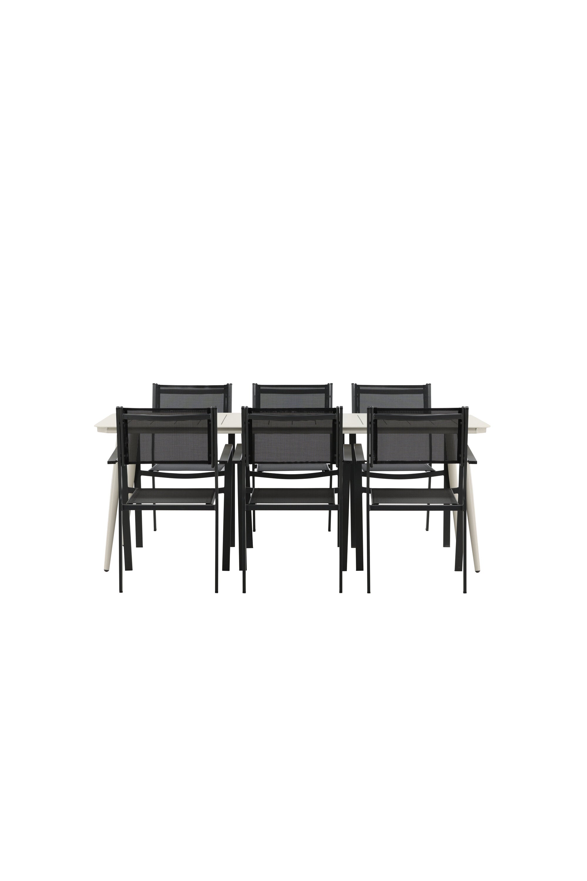 Lina Outdoor-Tischset + Copacabana 200cm/6St. in Schwarz präsentiert im Onlineshop von KAQTU Design AG. Gartentischset ist von Venture Home
