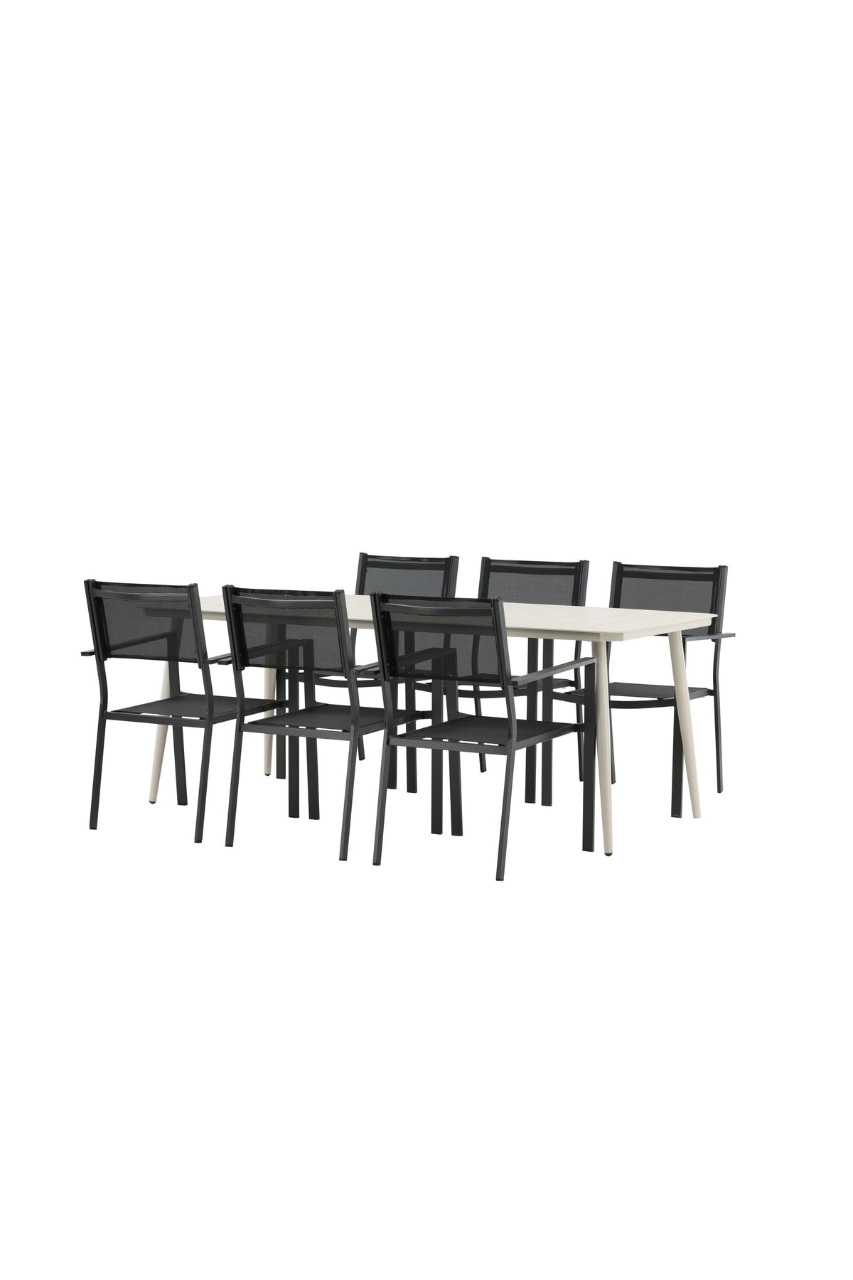 Lina Outdoor-Tischset + Copacabana 200cm/6St. in Schwarz präsentiert im Onlineshop von KAQTU Design AG. Gartentischset ist von Venture Home