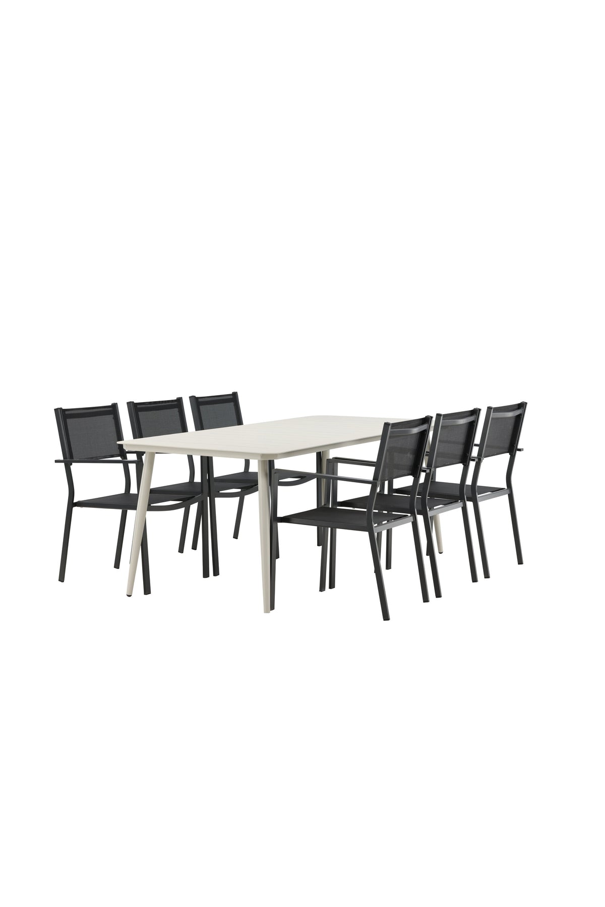 Lina Outdoor-Tischset + Copacabana 200cm/6St. in Schwarz präsentiert im Onlineshop von KAQTU Design AG. Gartentischset ist von Venture Home