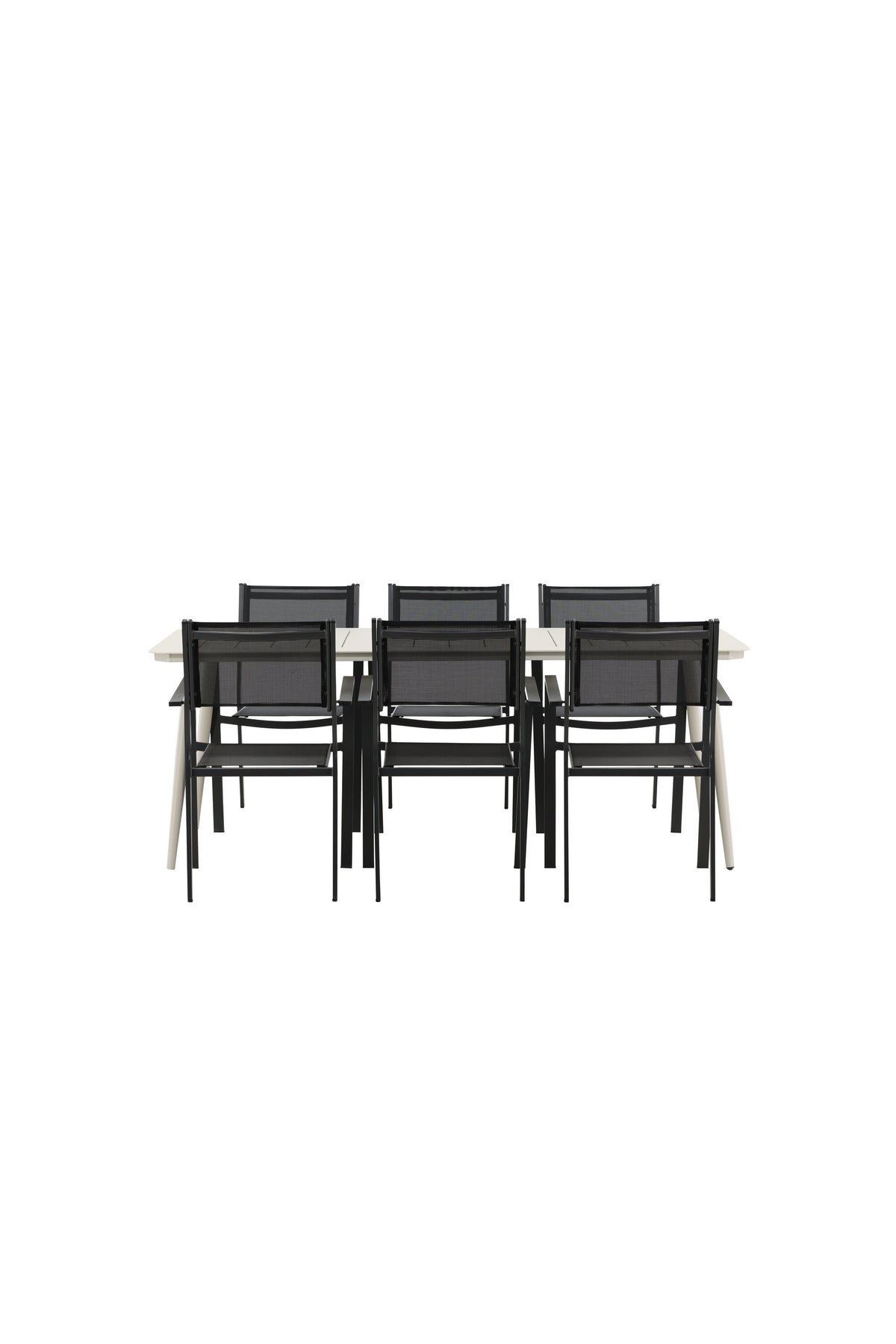 Lina Outdoor-Tischset + Copacabana 200cm/6St. in Schwarz präsentiert im Onlineshop von KAQTU Design AG. Gartentischset ist von Venture Home