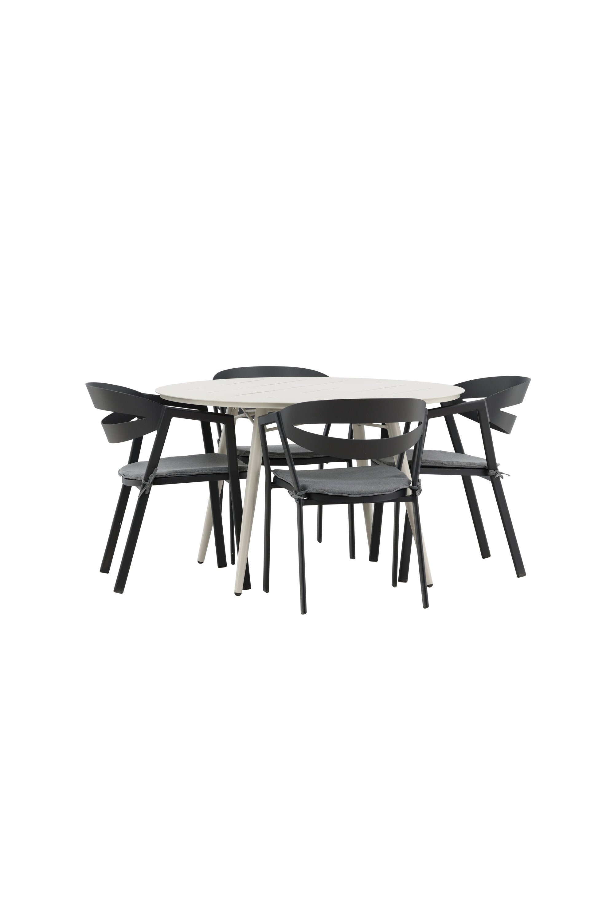 Lina Outdoor-Tischset + Slit ⌀120cm/4St. in Schwarz präsentiert im Onlineshop von KAQTU Design AG. Gartentischset ist von Venture Home