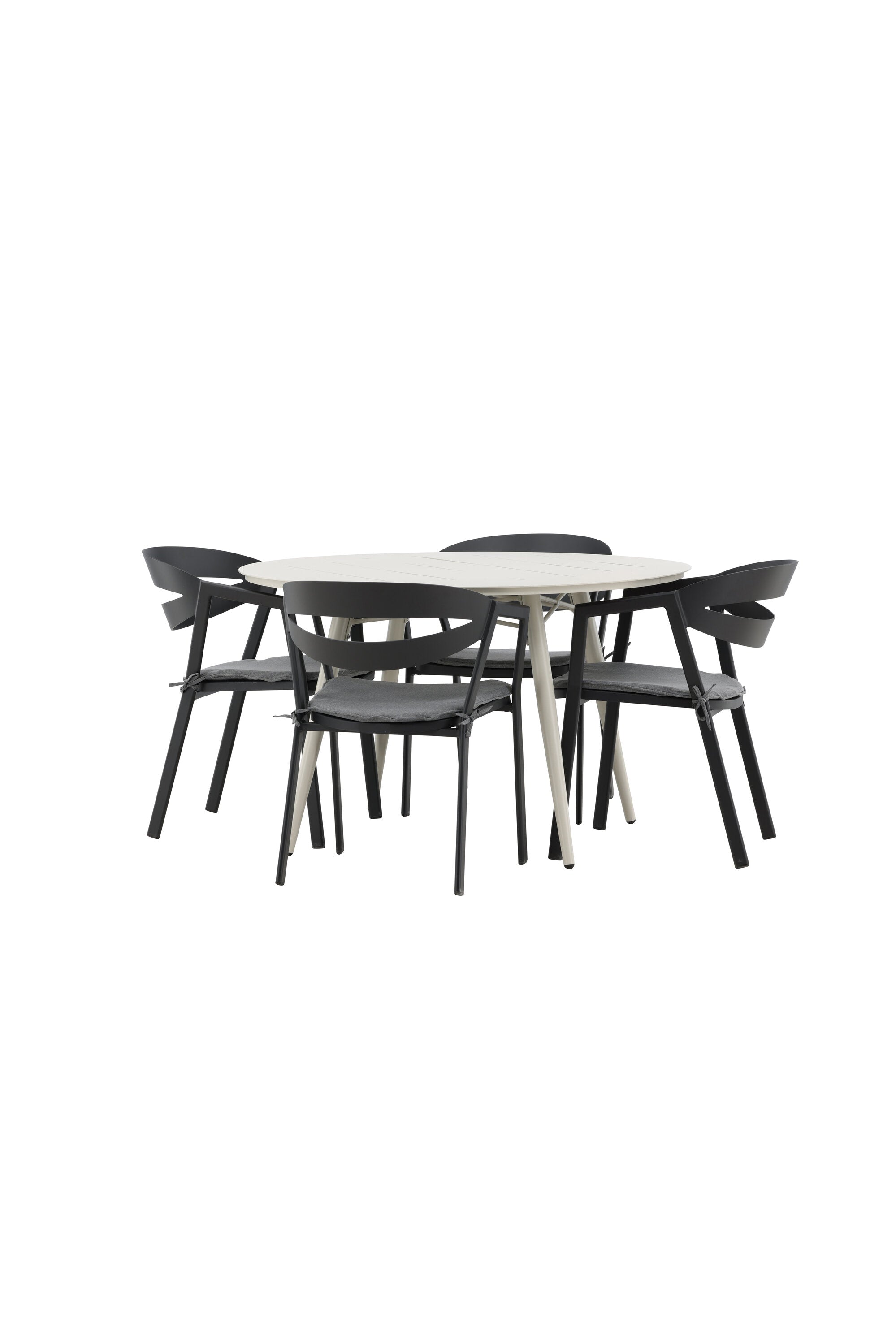 Lina Outdoor-Tischset + Slit ⌀120cm/4St. in Schwarz präsentiert im Onlineshop von KAQTU Design AG. Gartentischset ist von Venture Home
