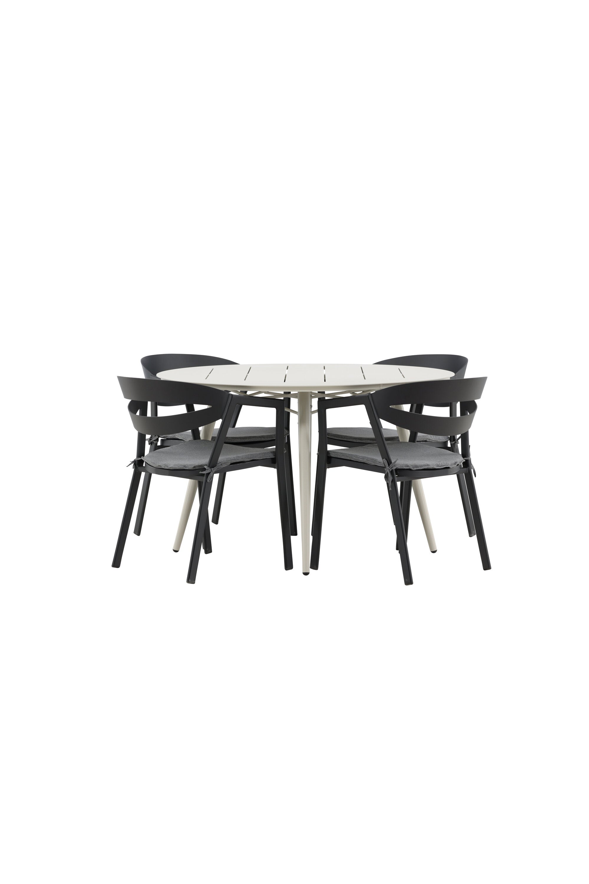Lina Outdoor-Tischset + Slit ⌀120cm/4St. in Schwarz präsentiert im Onlineshop von KAQTU Design AG. Gartentischset ist von Venture Home