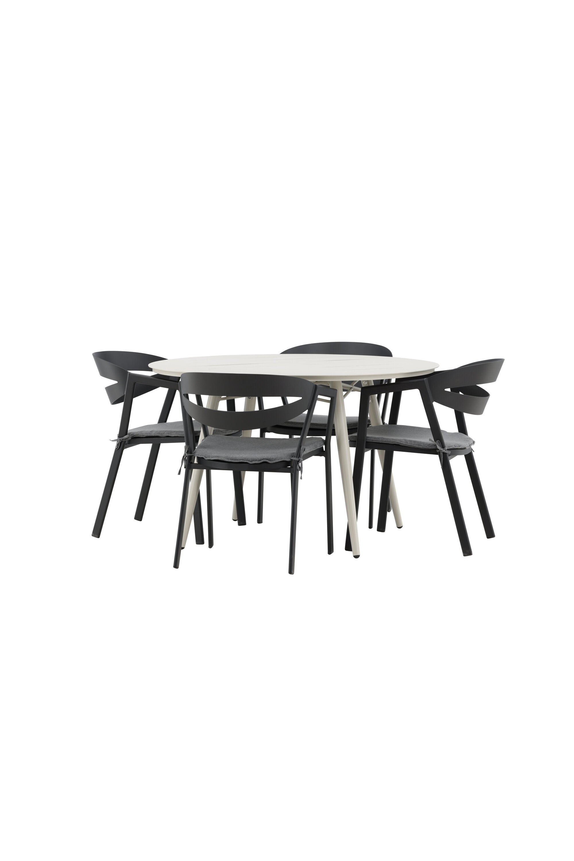 Lina Outdoor-Tischset + Slit ⌀120cm/4St. in Schwarz präsentiert im Onlineshop von KAQTU Design AG. Gartentischset ist von Venture Home