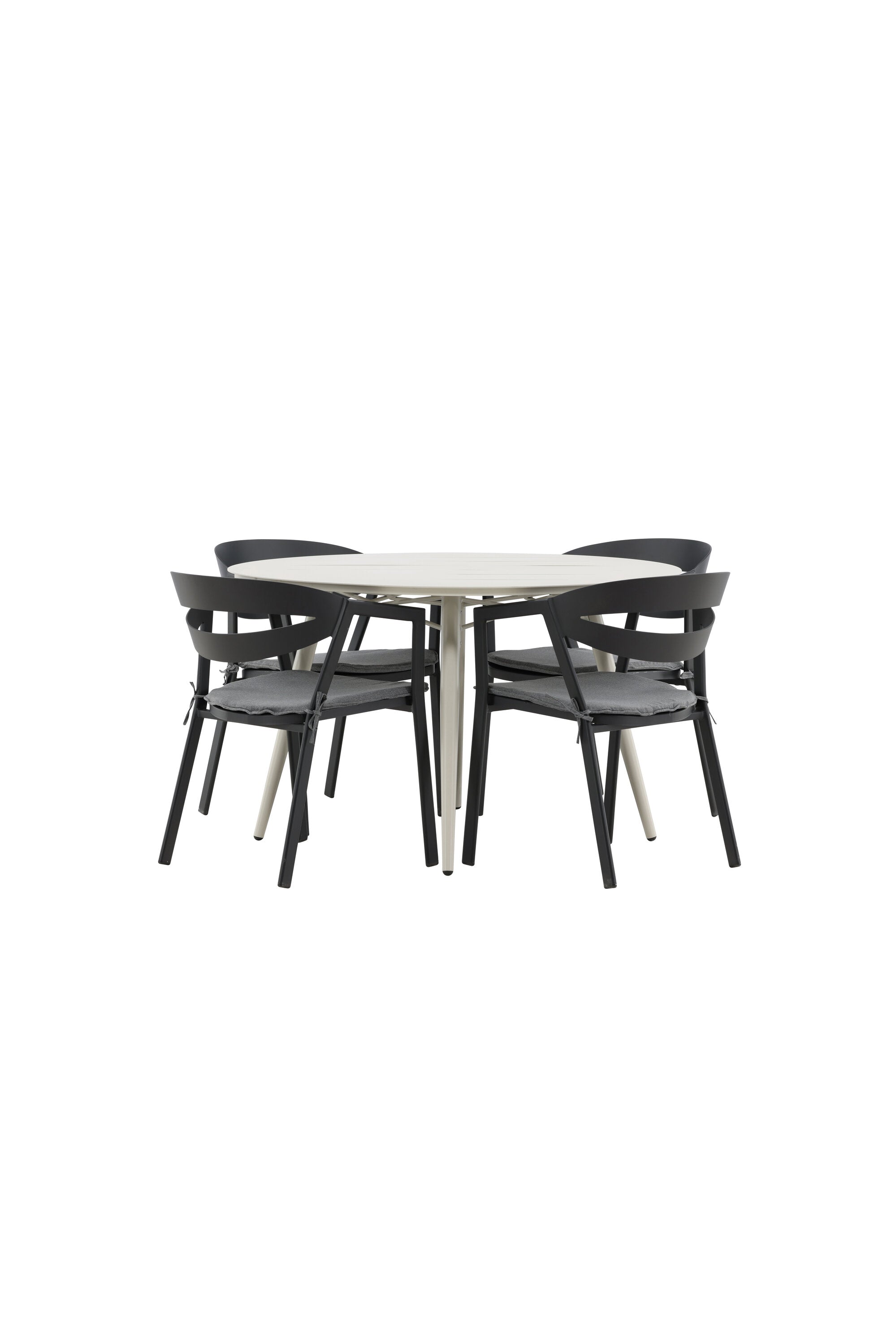 Lina Outdoor-Tischset + Slit ⌀120cm/4St. in Schwarz präsentiert im Onlineshop von KAQTU Design AG. Gartentischset ist von Venture Home