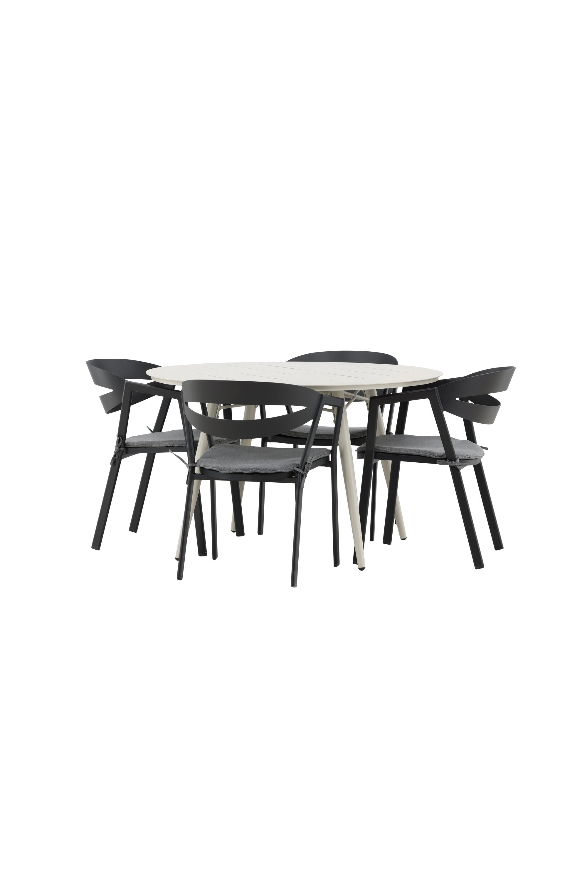 Lina Outdoor-Tischset + Slit ⌀120cm/4St. in Schwarz präsentiert im Onlineshop von KAQTU Design AG. Gartentischset ist von Venture Home