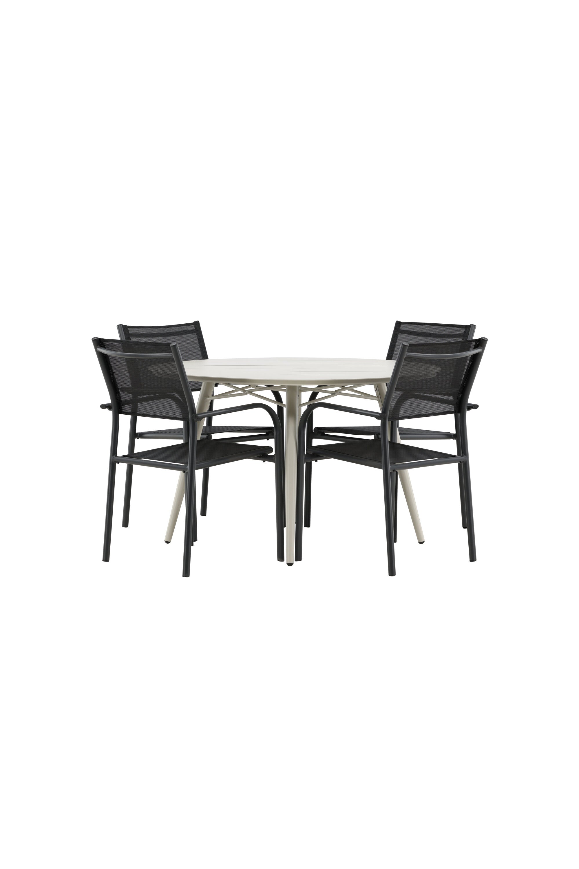 Lina Outdoor-Tischset + Santorini ⌀120cm/4St. in Schwarz präsentiert im Onlineshop von KAQTU Design AG. Gartentischset ist von Venture Home