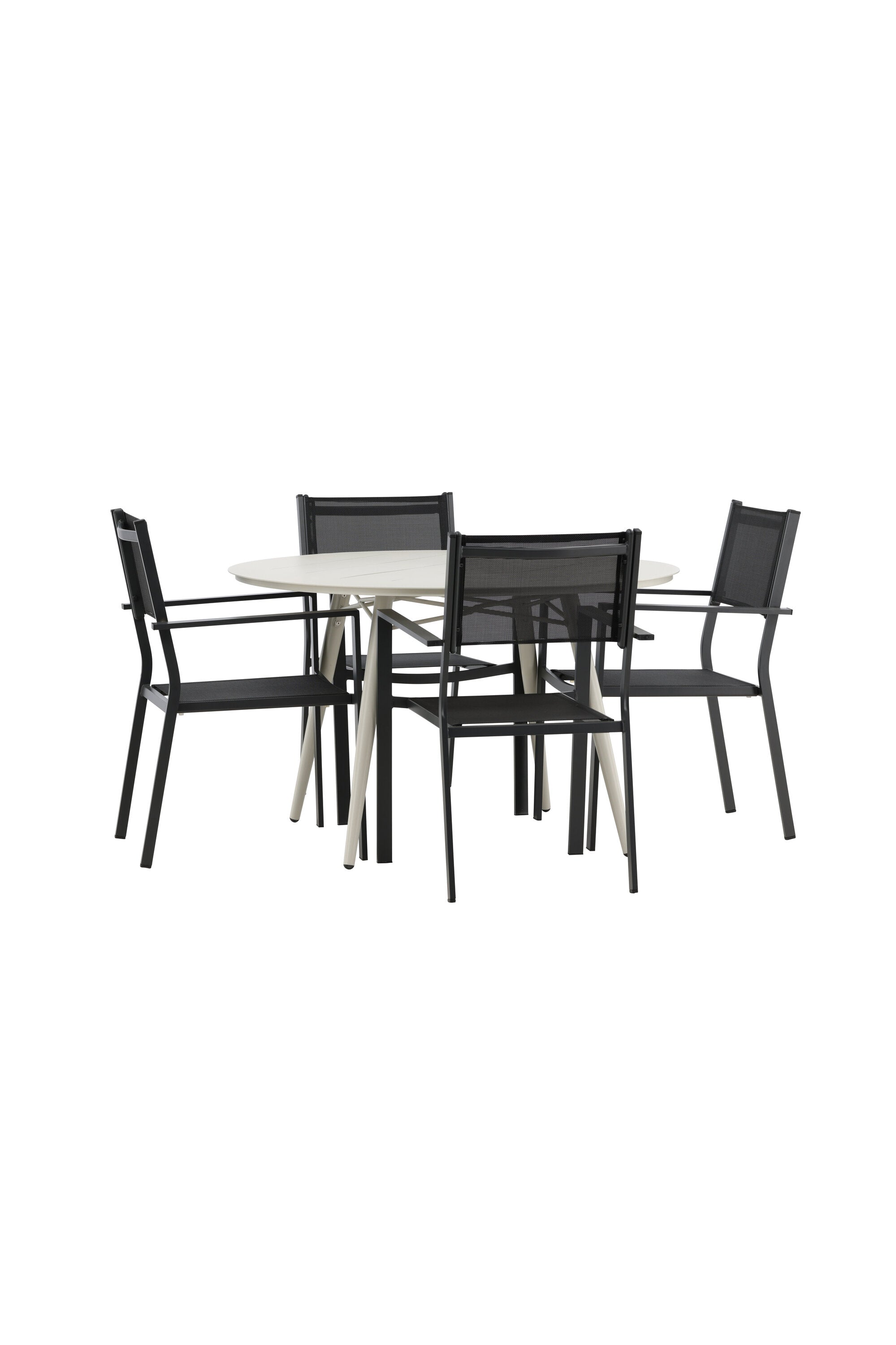 Lina Outdoor-Tischset + Copacabana ⌀120cm/4St. in Schwarz präsentiert im Onlineshop von KAQTU Design AG. Gartentischset ist von Venture Home