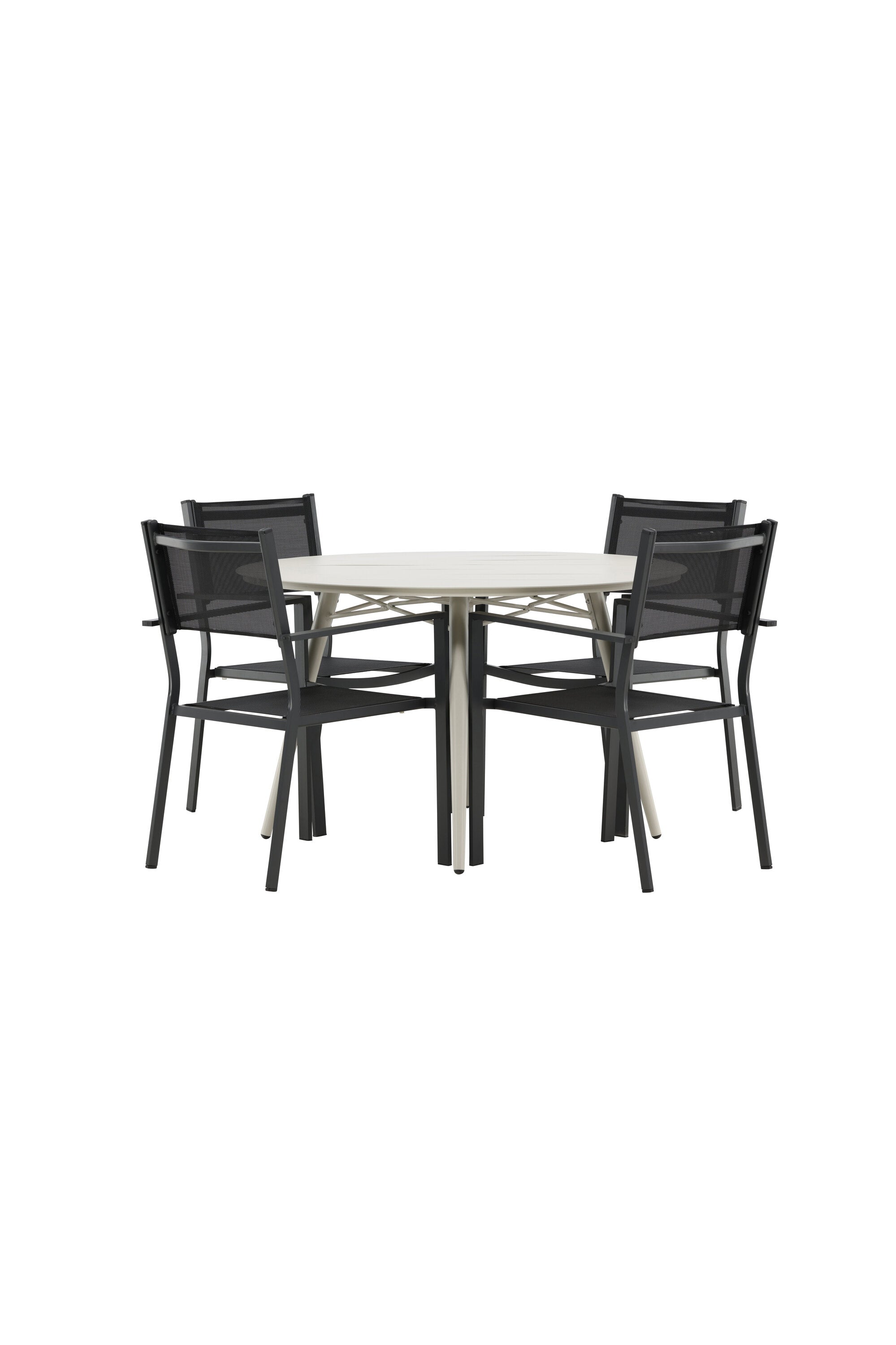 Lina Outdoor-Tischset + Copacabana ⌀120cm/4St. in Schwarz präsentiert im Onlineshop von KAQTU Design AG. Gartentischset ist von Venture Home