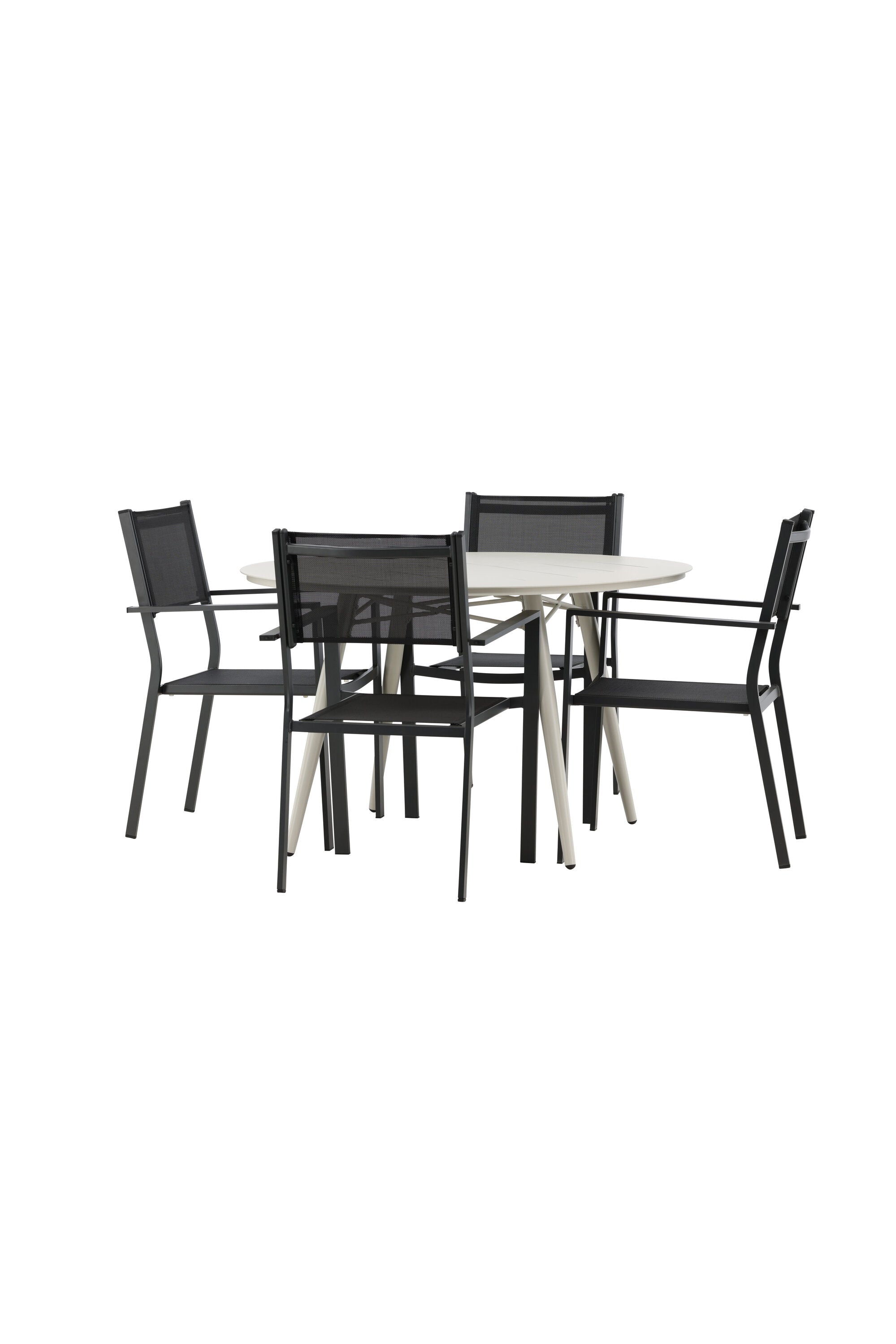 Lina Outdoor-Tischset + Copacabana ⌀120cm/4St. in Schwarz präsentiert im Onlineshop von KAQTU Design AG. Gartentischset ist von Venture Home
