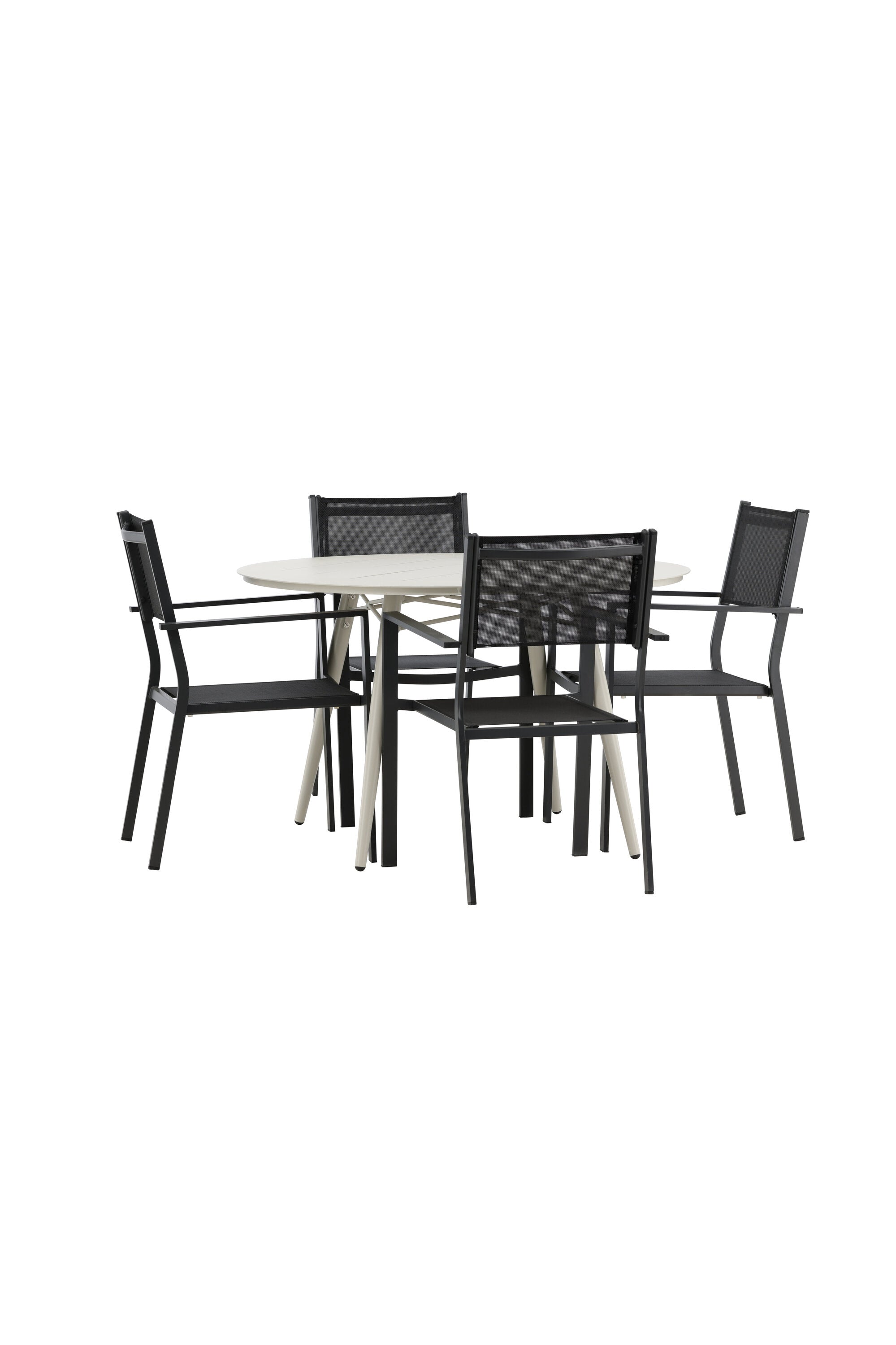 Lina Outdoor-Tischset + Copacabana ⌀120cm/4St. in Schwarz präsentiert im Onlineshop von KAQTU Design AG. Gartentischset ist von Venture Home