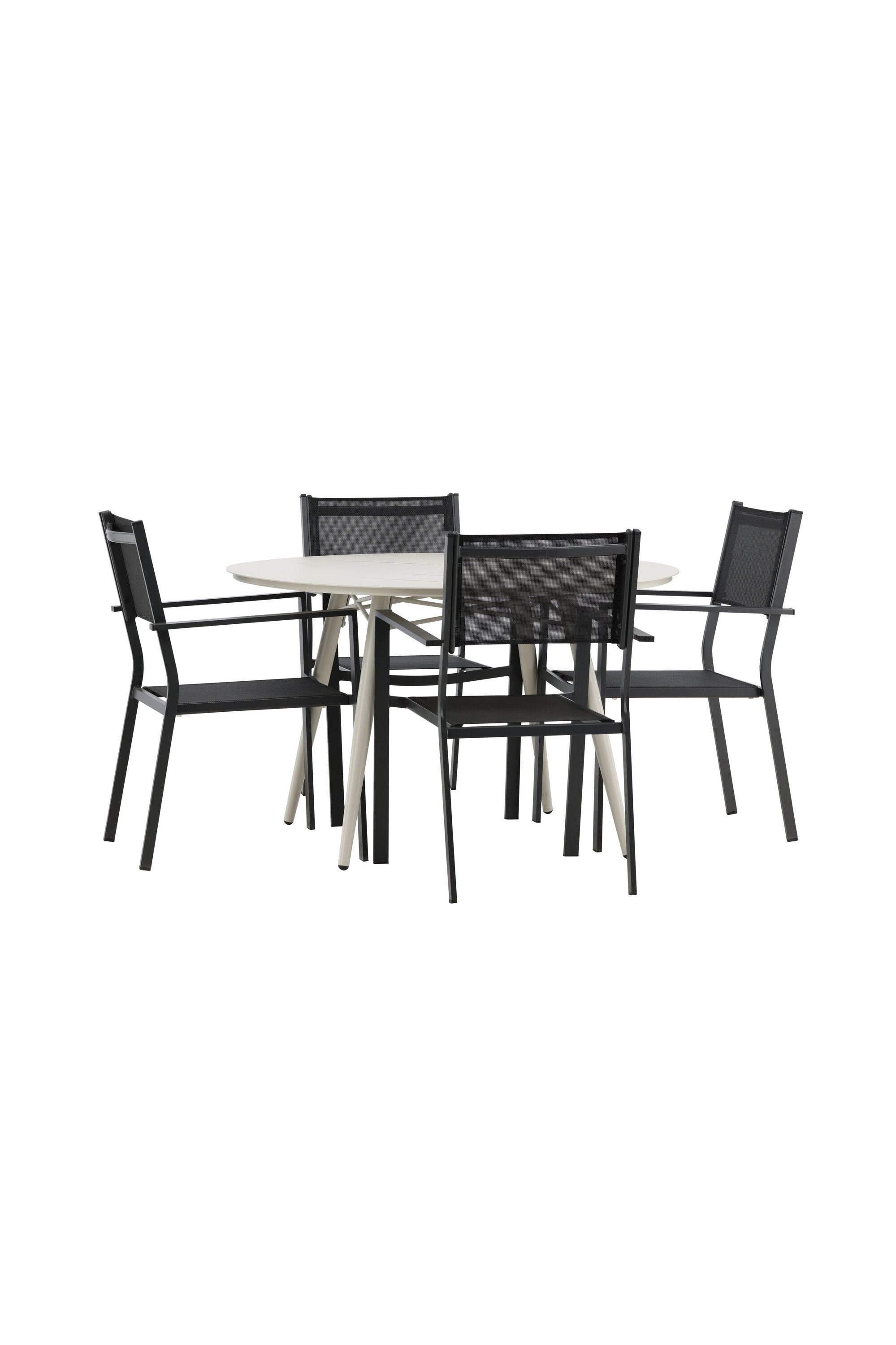 Lina Outdoor-Tischset + Copacabana ⌀120cm/4St. in Schwarz präsentiert im Onlineshop von KAQTU Design AG. Gartentischset ist von Venture Home