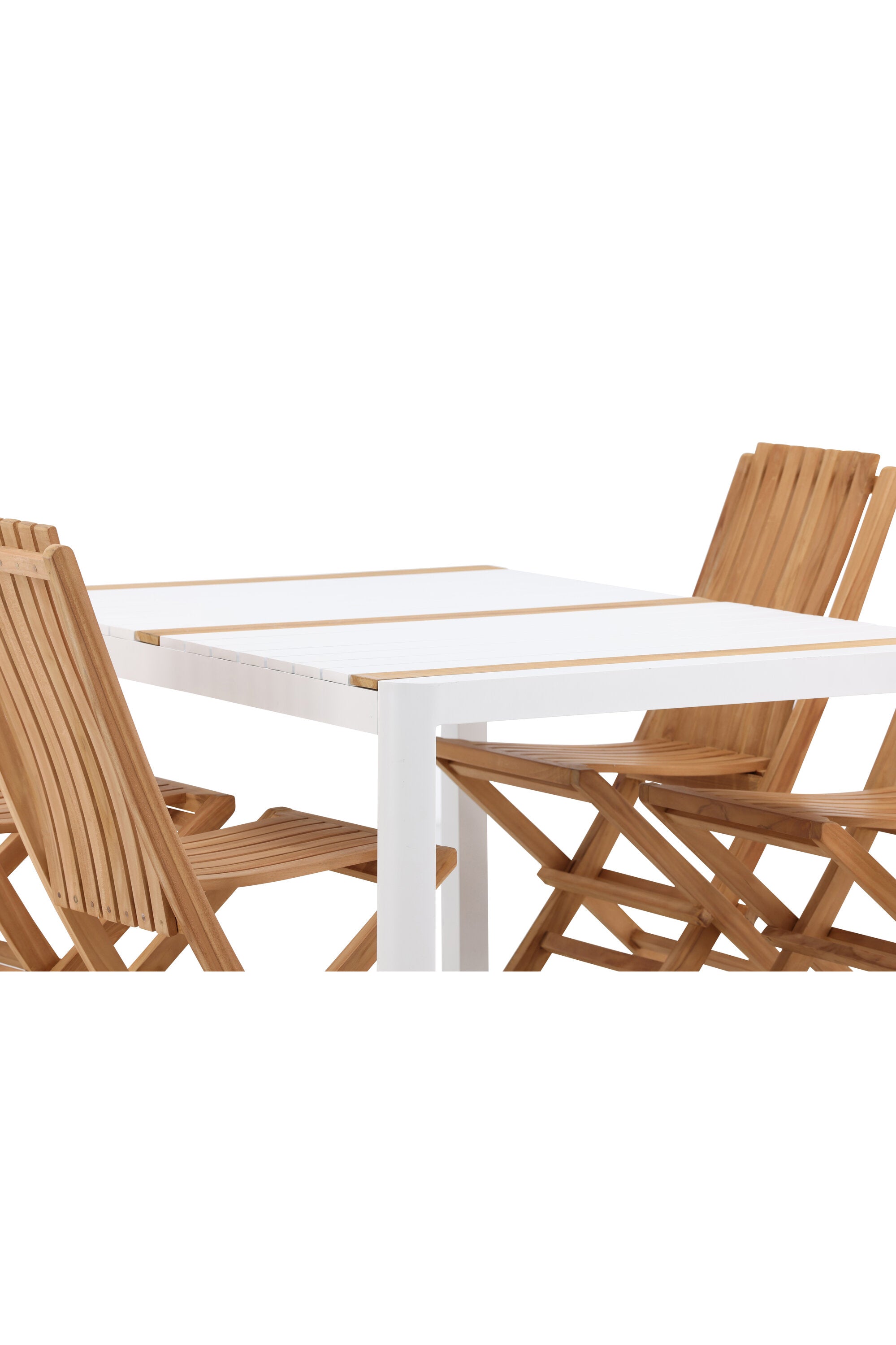 Togo Outdoor-Tischset + Ghana 150cm/4St. in Weiss / Gold / Natur präsentiert im Onlineshop von KAQTU Design AG. Gartentischset ist von Venture Home