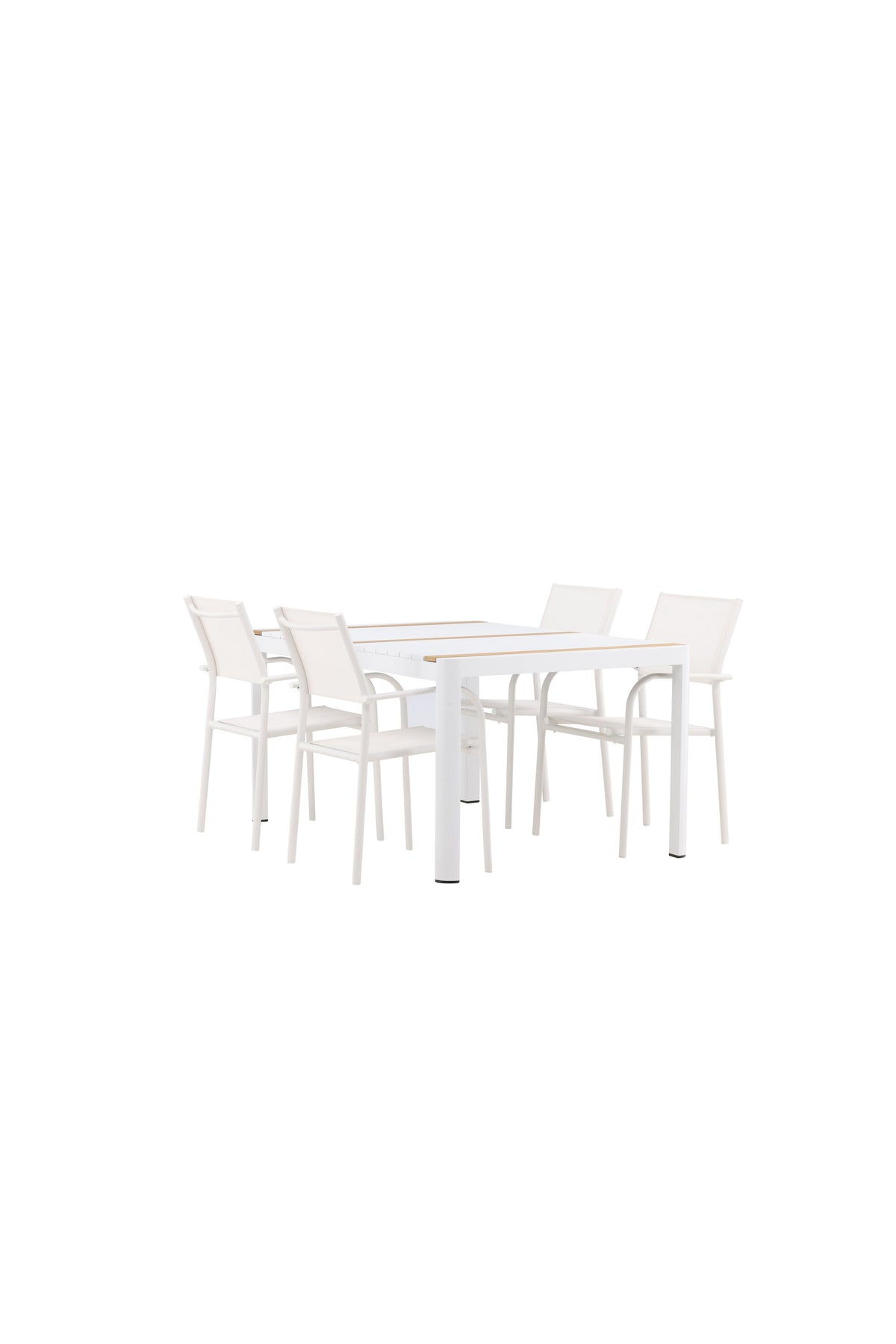 Togo Outdoor-Tischset + Santorini 150cm/4St. in Weiss präsentiert im Onlineshop von KAQTU Design AG. Gartentischset ist von Venture Home