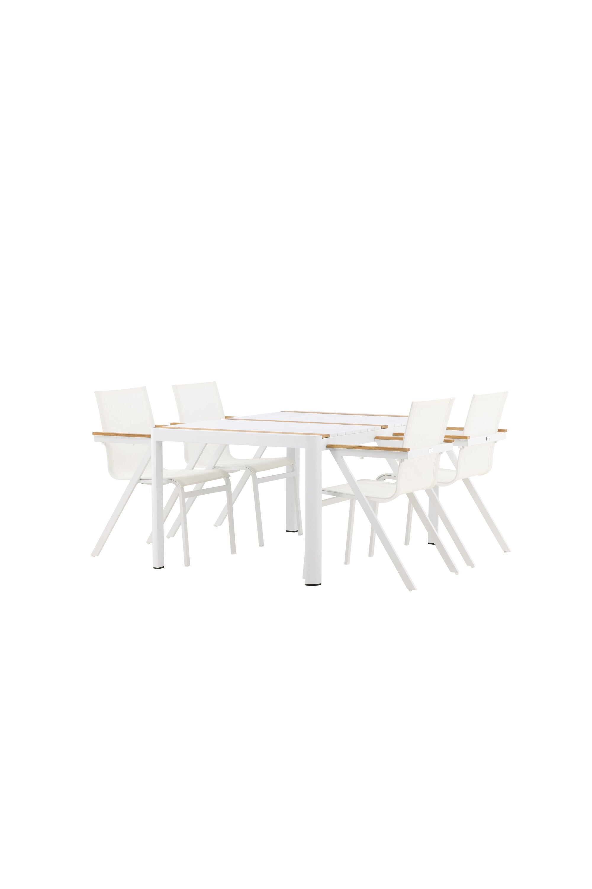 Togo Outdoor-Tischset + Mexico 150cm/4St. in Weiss präsentiert im Onlineshop von KAQTU Design AG. Gartentischset ist von Venture Home