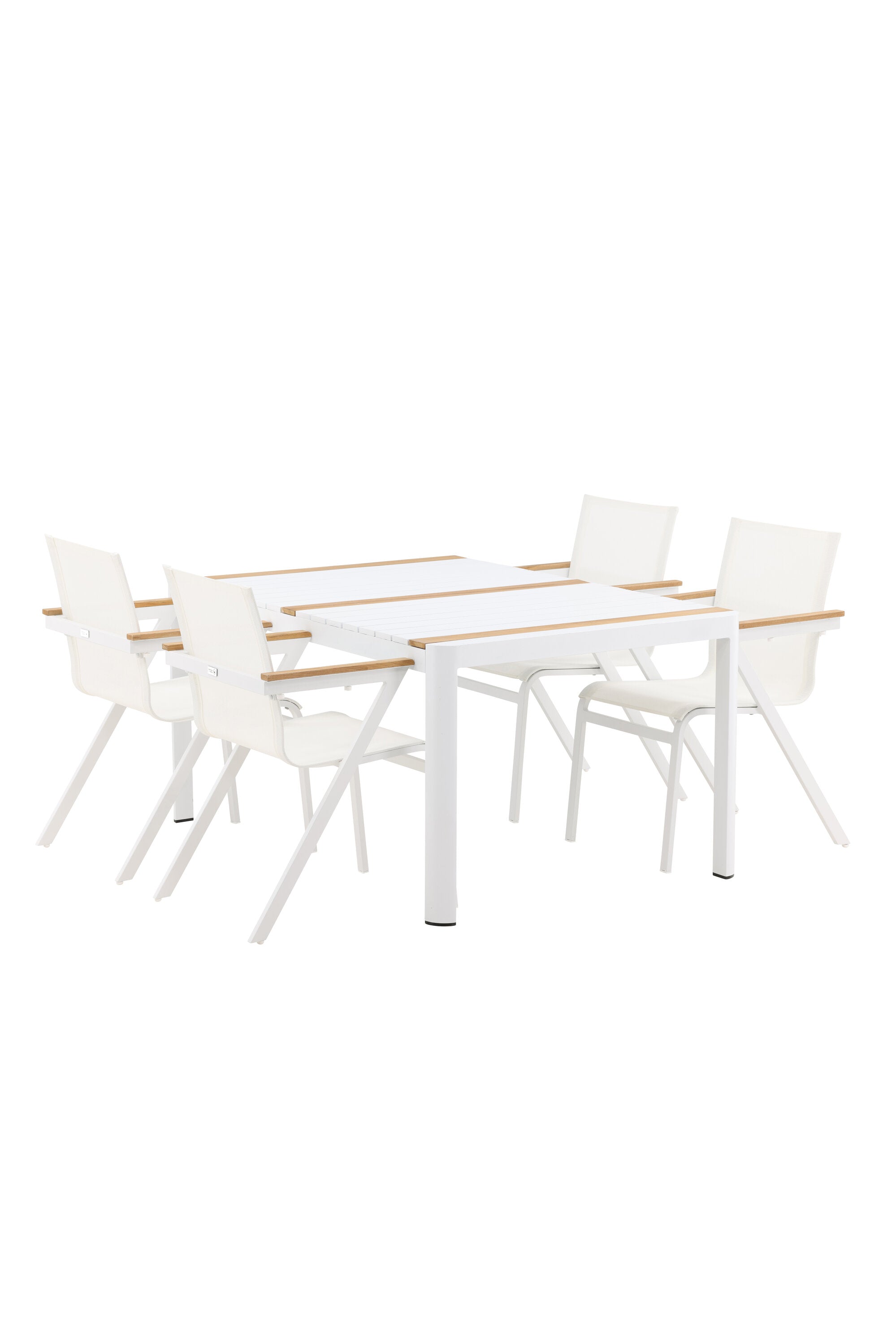 Togo Outdoor-Tischset + Mexico 150cm/4St. in Weiss präsentiert im Onlineshop von KAQTU Design AG. Gartentischset ist von Venture Home