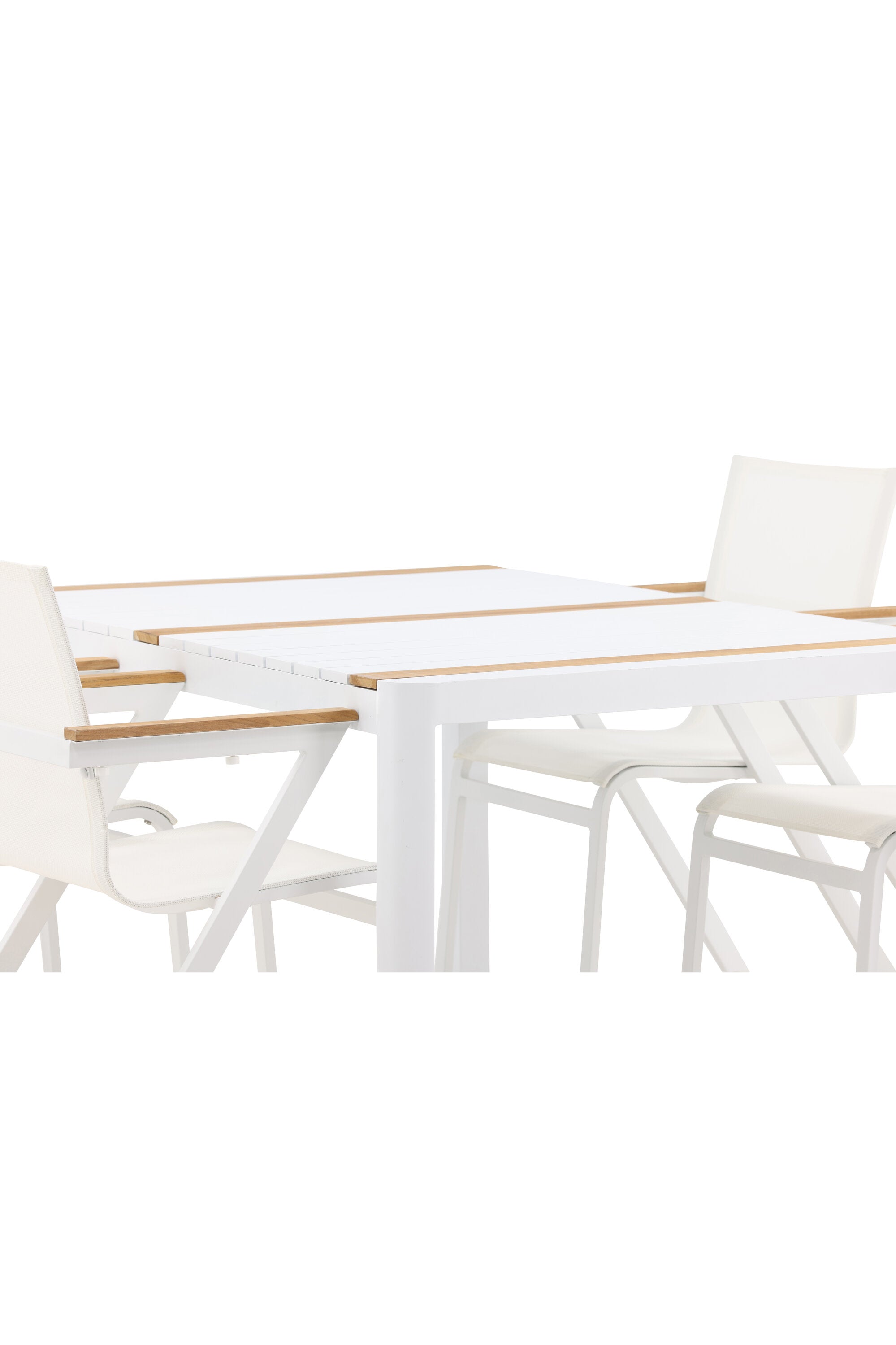 Togo Outdoor-Tischset + Mexico 150cm/4St. in Weiss präsentiert im Onlineshop von KAQTU Design AG. Gartentischset ist von Venture Home
