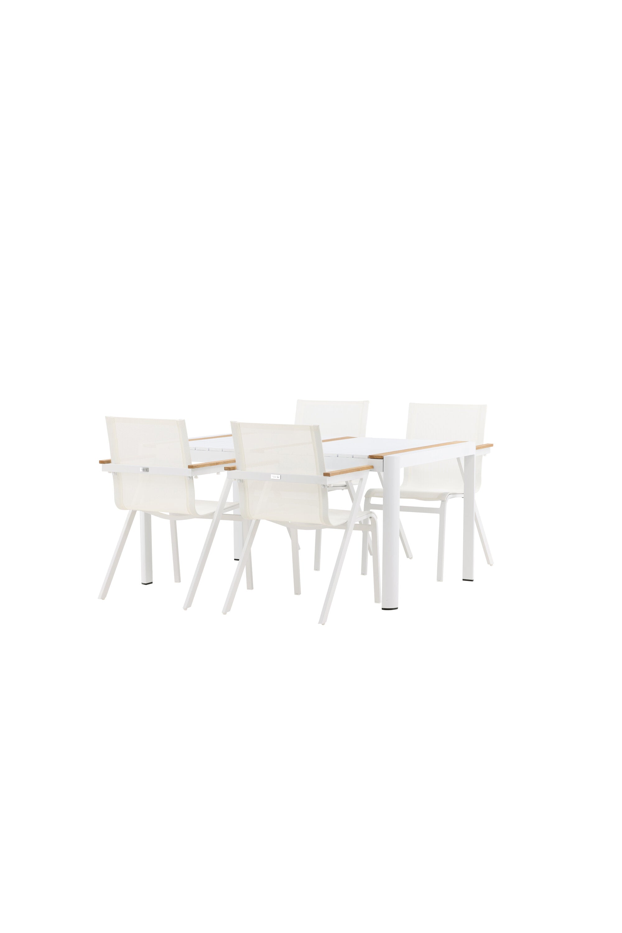 Togo Outdoor-Tischset + Mexico 150cm/4St. in Weiss präsentiert im Onlineshop von KAQTU Design AG. Gartentischset ist von Venture Home