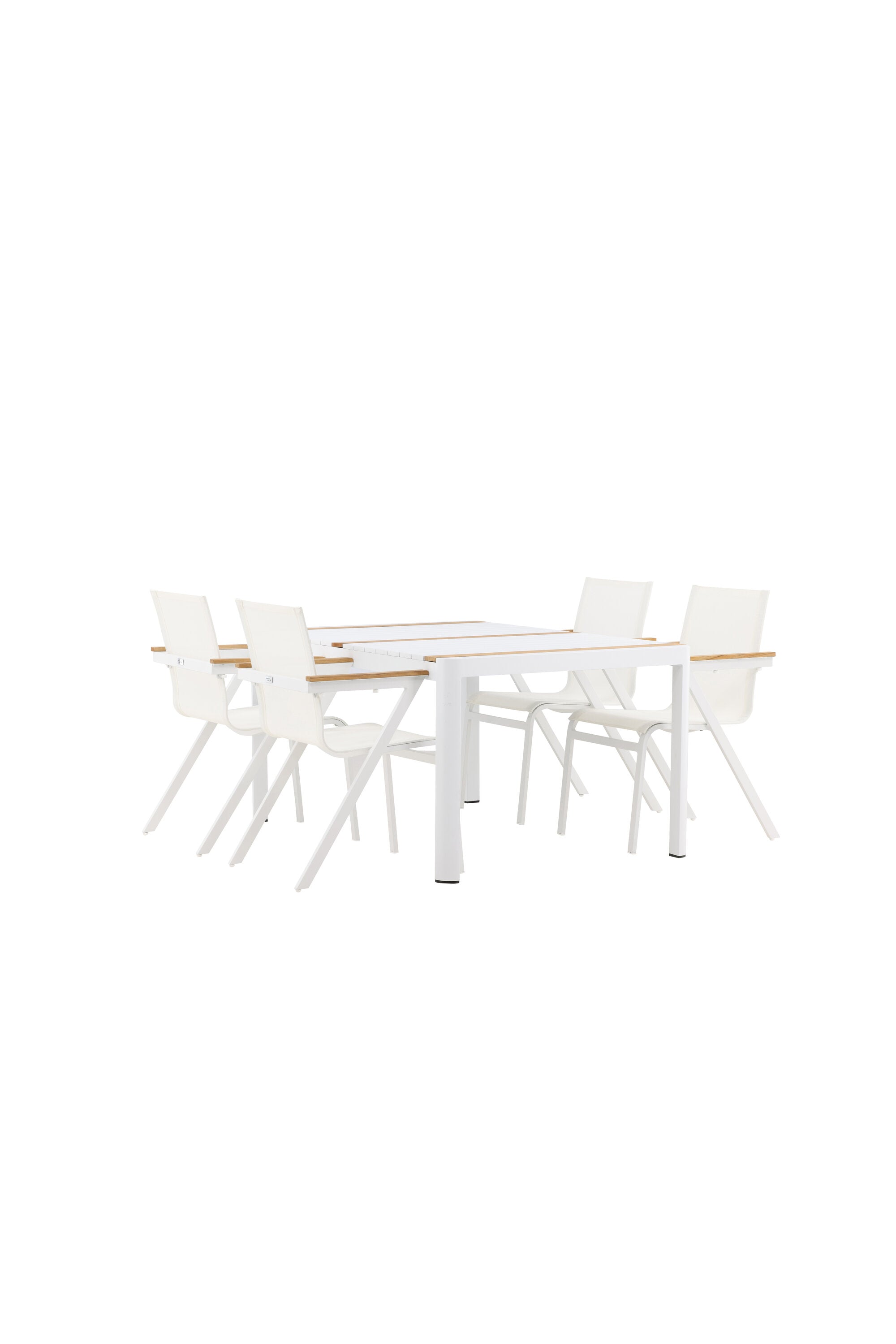 Togo Outdoor-Tischset + Mexico 150cm/4St. in Weiss präsentiert im Onlineshop von KAQTU Design AG. Gartentischset ist von Venture Home