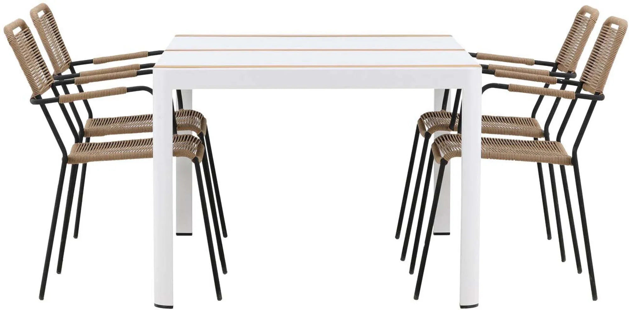 Stilvolles Togo Set: 150cm Tisch & 4 Lindos Stühle für Garten.