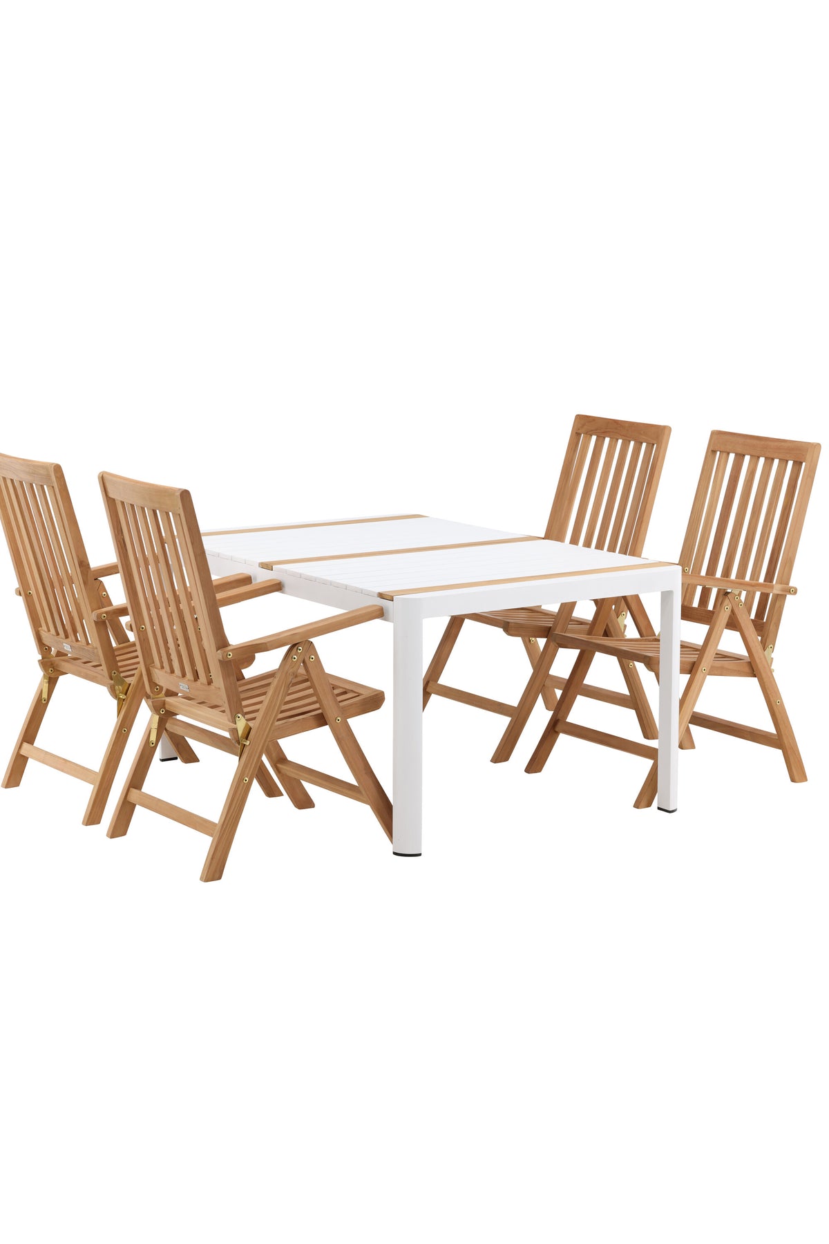 Togo Outdoor-Tischset + Kenya 150cm/4St. in Weiss / Natur präsentiert im Onlineshop von KAQTU Design AG. Gartentischset ist von Venture Home