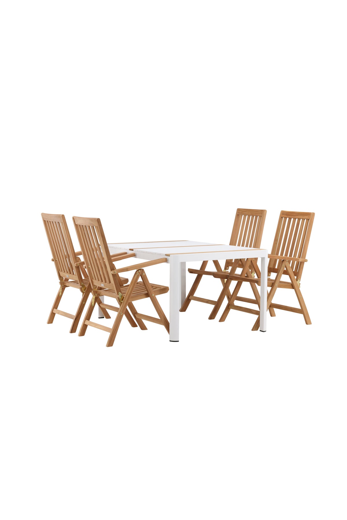 Togo Outdoor-Tischset + Kenya 150cm/4St. in Weiss / Natur präsentiert im Onlineshop von KAQTU Design AG. Gartentischset ist von Venture Home