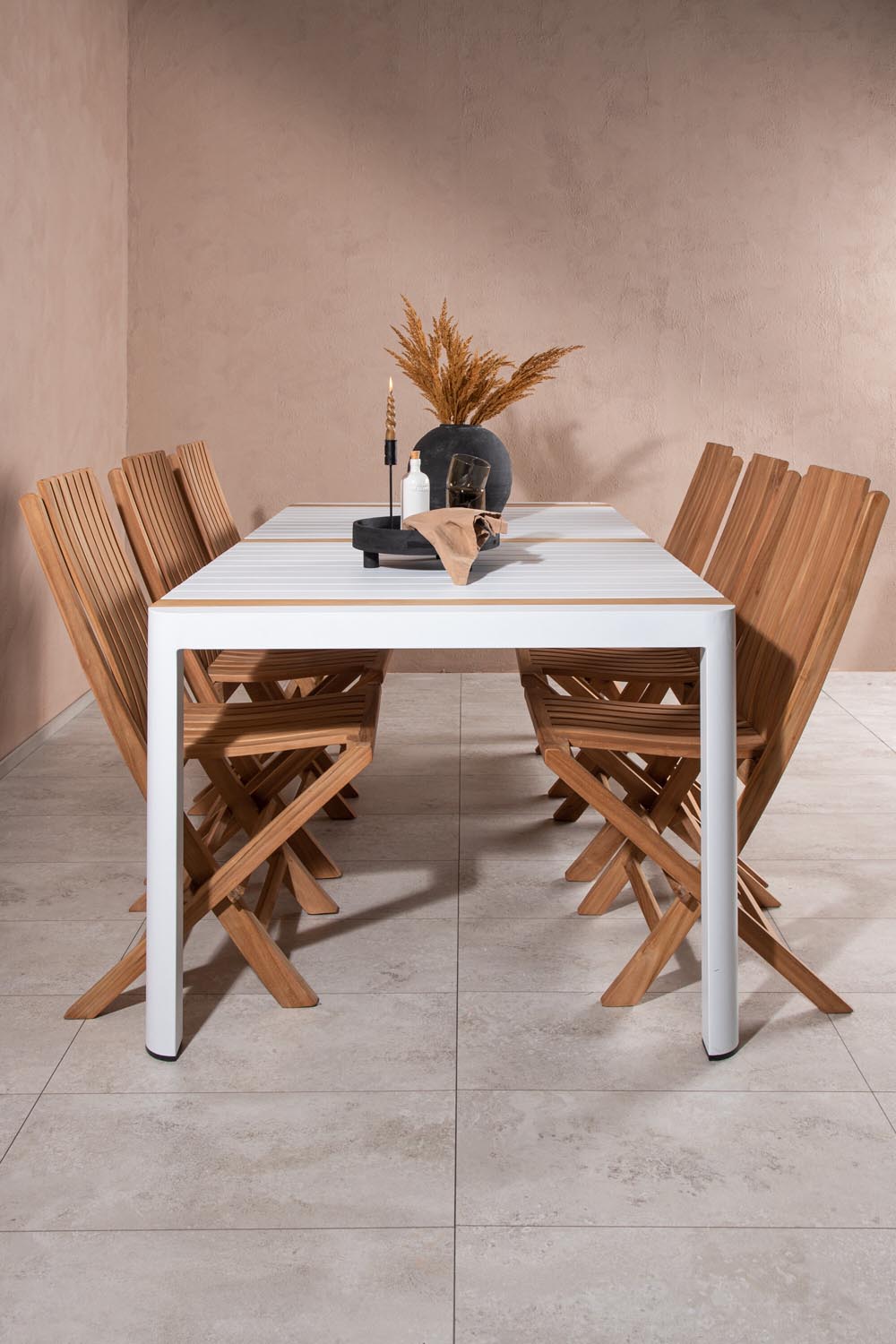 Togo Outdoor-Tischset + Ghana 200cm/6St. in Gold präsentiert im Onlineshop von KAQTU Design AG. Gartentischset ist von Venture Home