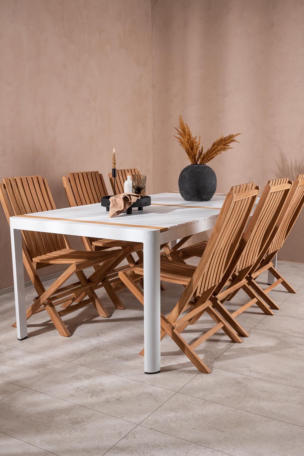 Togo Outdoor-Tischset + Ghana 200cm/6St. in Gold präsentiert im Onlineshop von KAQTU Design AG. Gartentischset ist von Venture Home