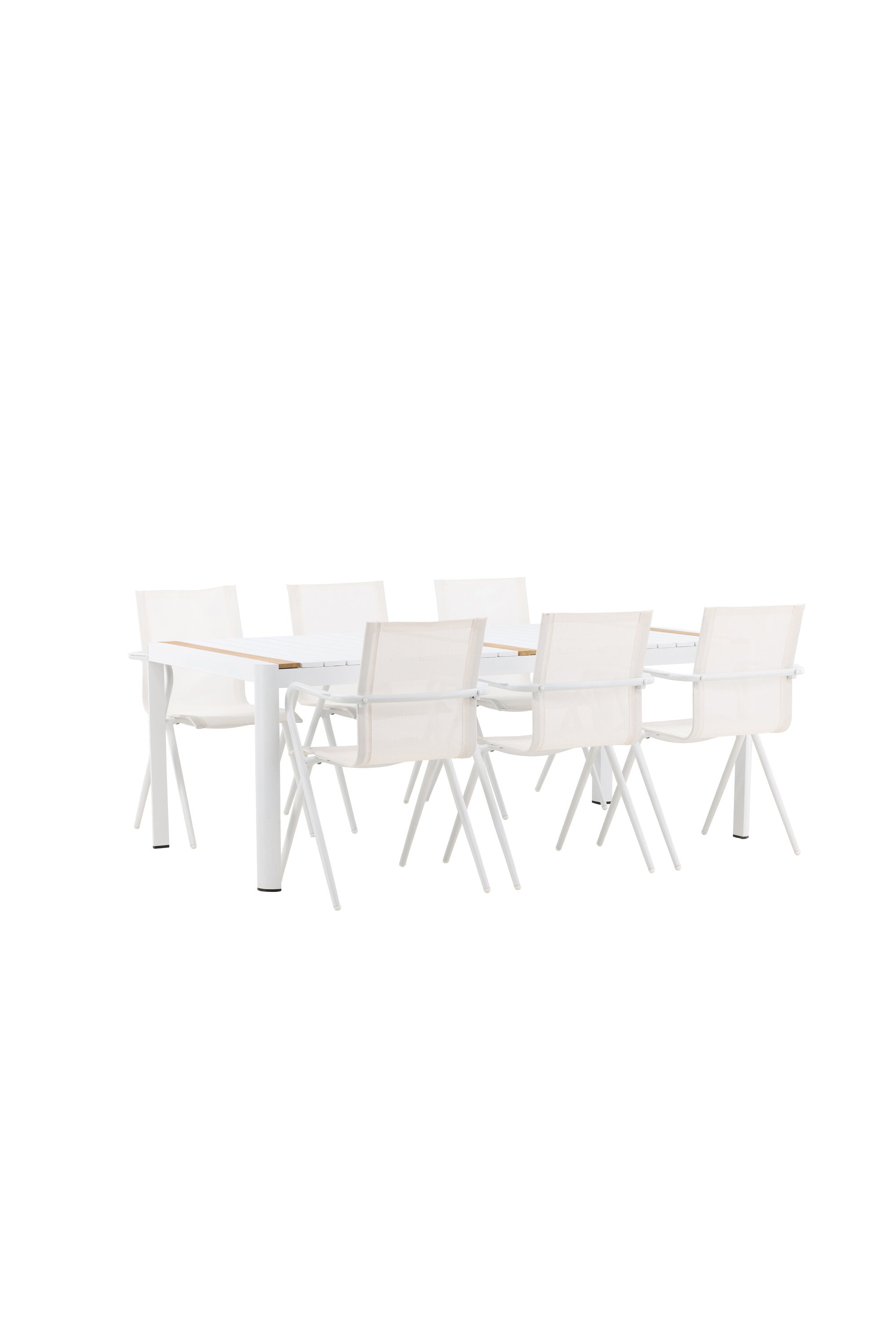 Togo Outdoor-Tischset + Alina 200cm/6St. in Weiss präsentiert im Onlineshop von KAQTU Design AG. Gartentischset ist von Venture Home
