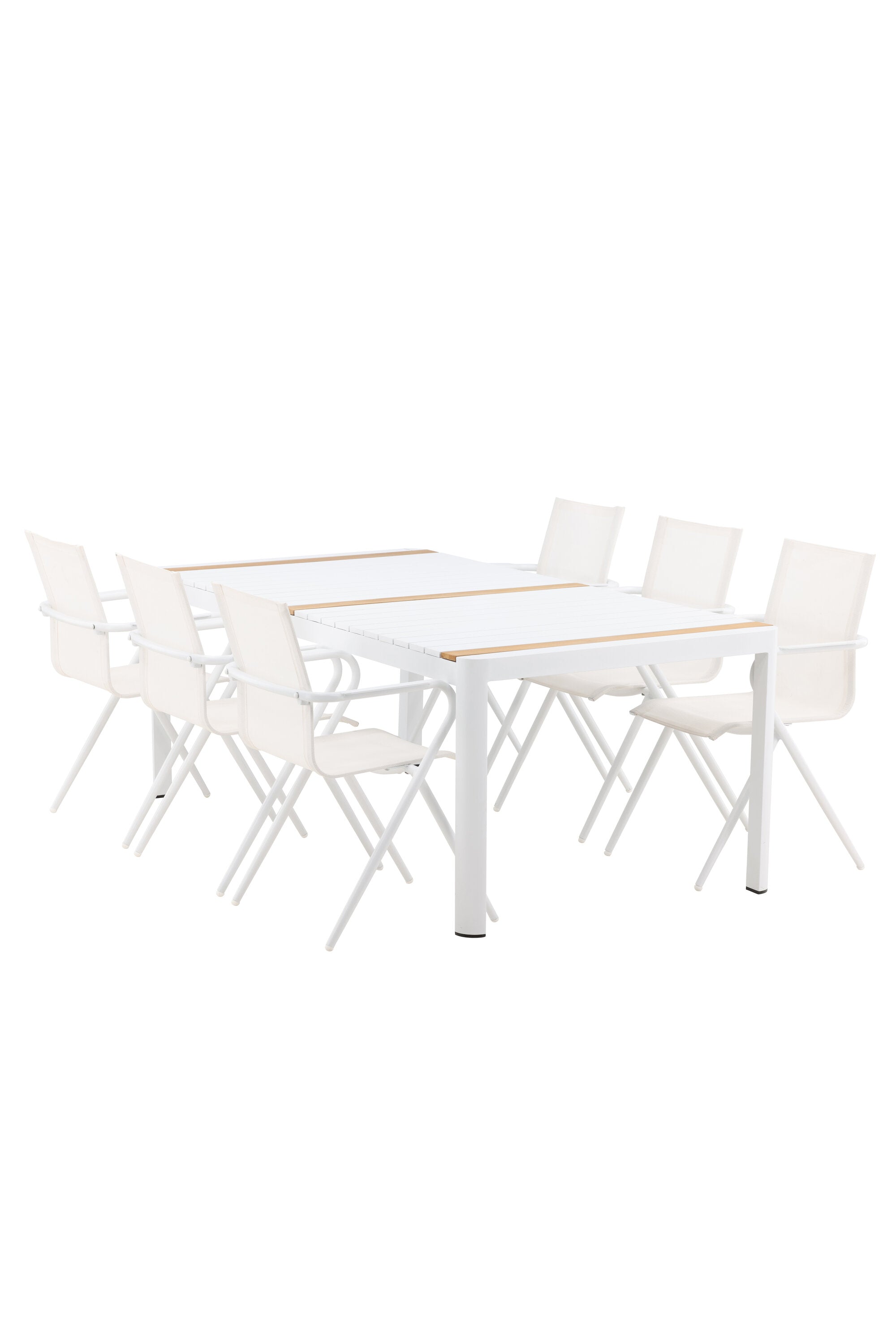 Togo Outdoor-Tischset + Alina 200cm/6St. in Weiss präsentiert im Onlineshop von KAQTU Design AG. Gartentischset ist von Venture Home