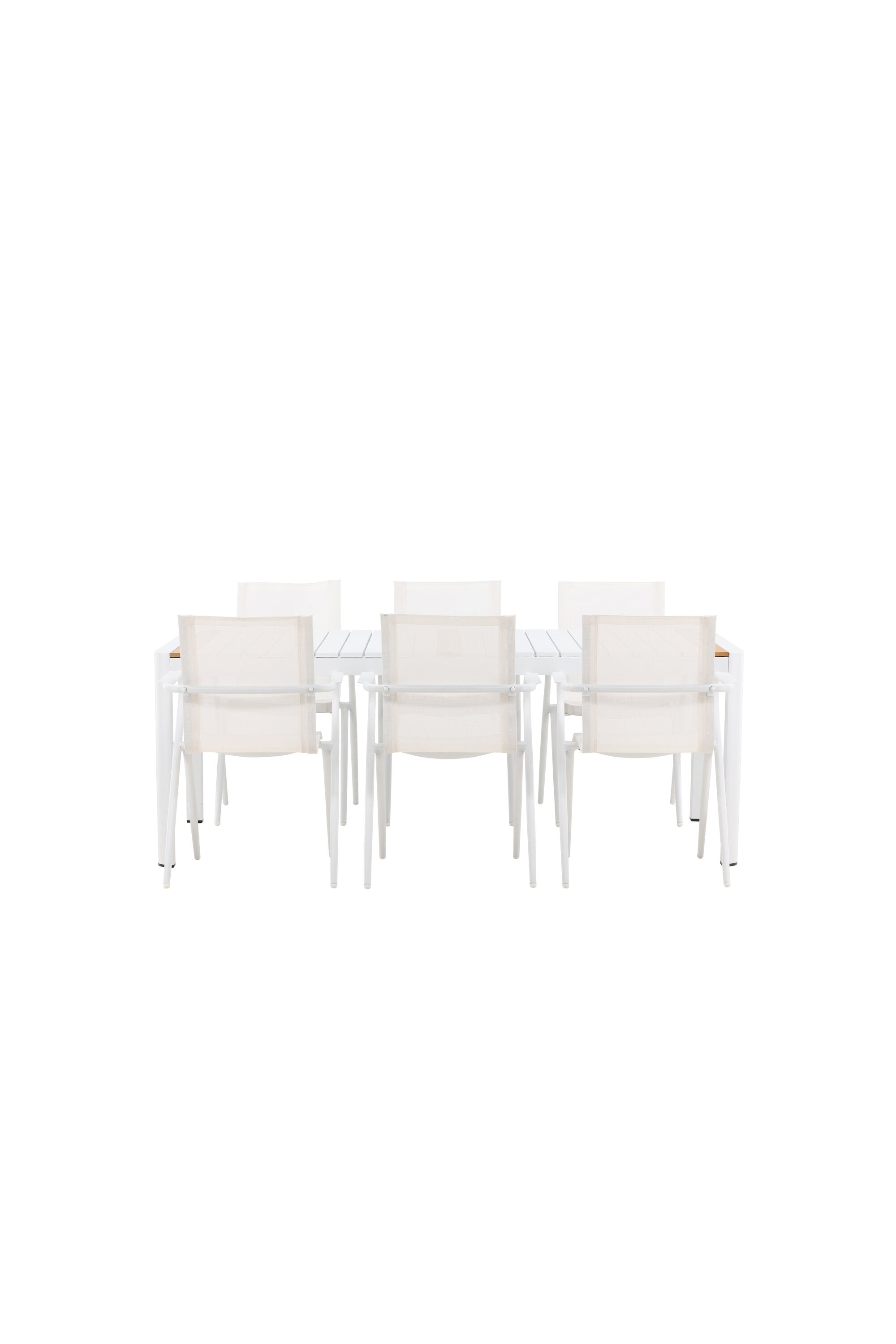 Togo Outdoor-Tischset + Alina 200cm/6St. in Weiss präsentiert im Onlineshop von KAQTU Design AG. Gartentischset ist von Venture Home