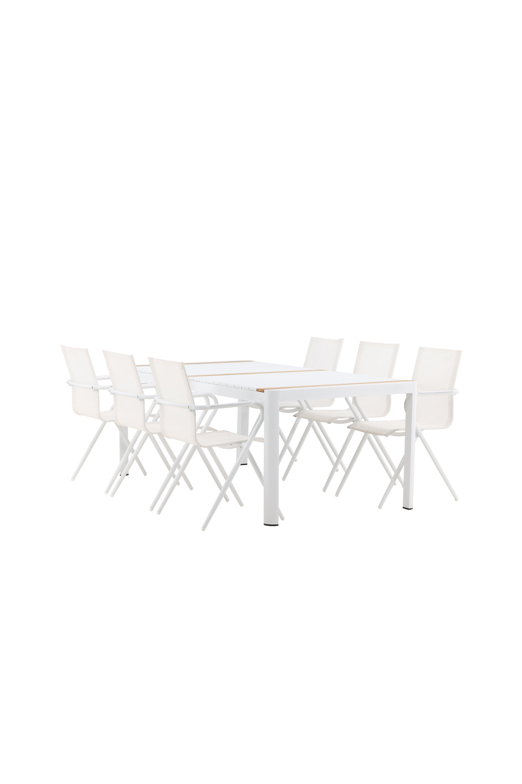 Togo Outdoor-Tischset + Alina 200cm/6St. in Weiss präsentiert im Onlineshop von KAQTU Design AG. Gartentischset ist von Venture Home