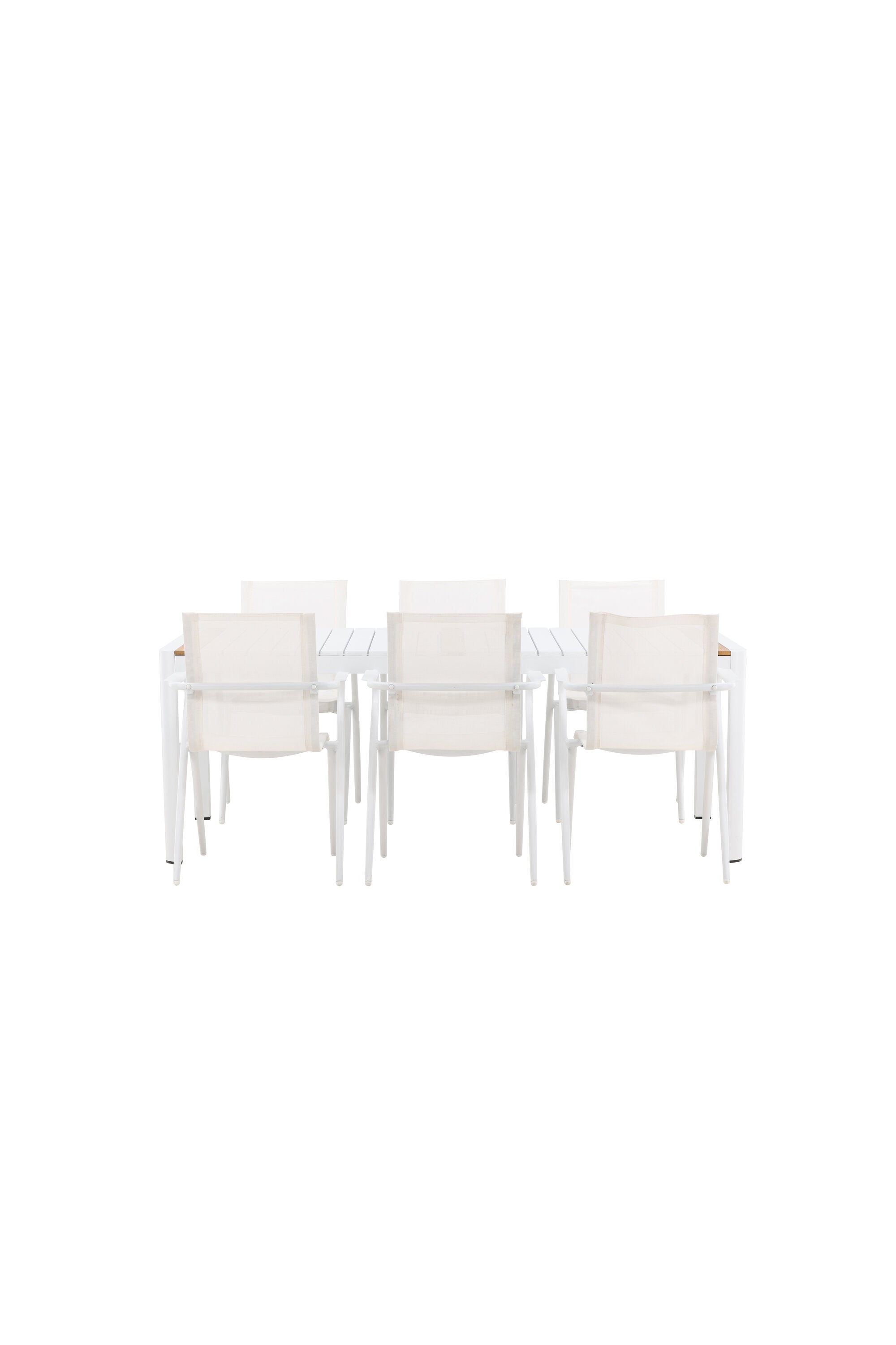 Togo Outdoor-Tischset + Alina 200cm/6St. in Weiss präsentiert im Onlineshop von KAQTU Design AG. Gartentischset ist von Venture Home