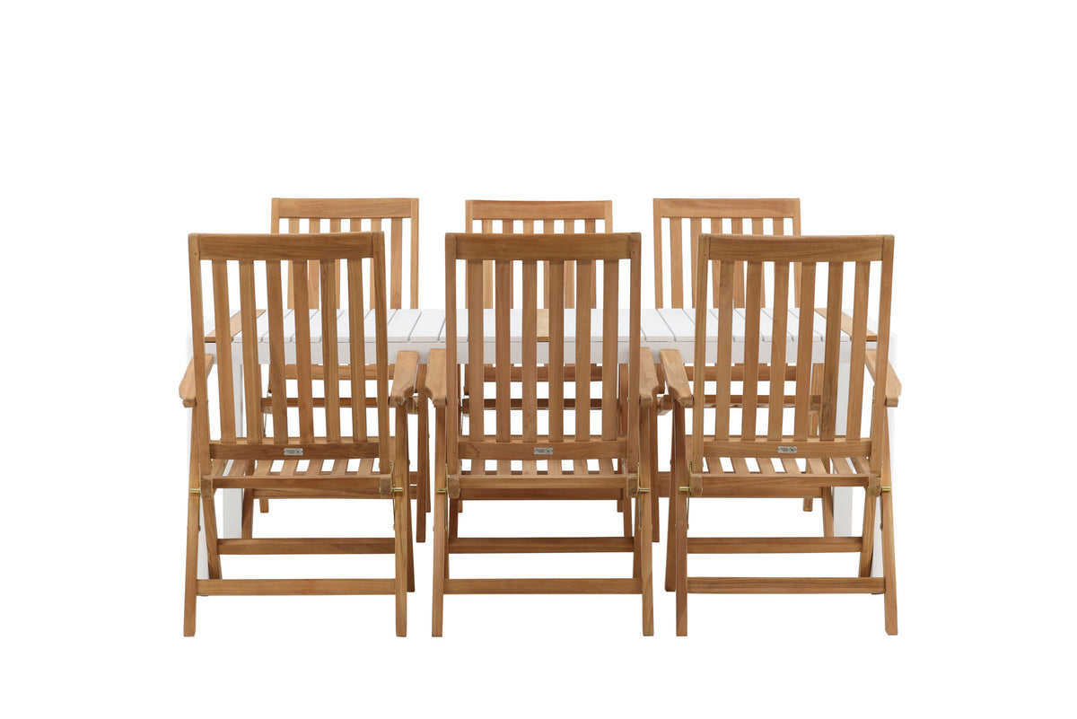 Togo Outdoor-Tischset + Kenya 200cm/6St. in Natur präsentiert im Onlineshop von KAQTU Design AG. Gartentischset ist von Venture Home