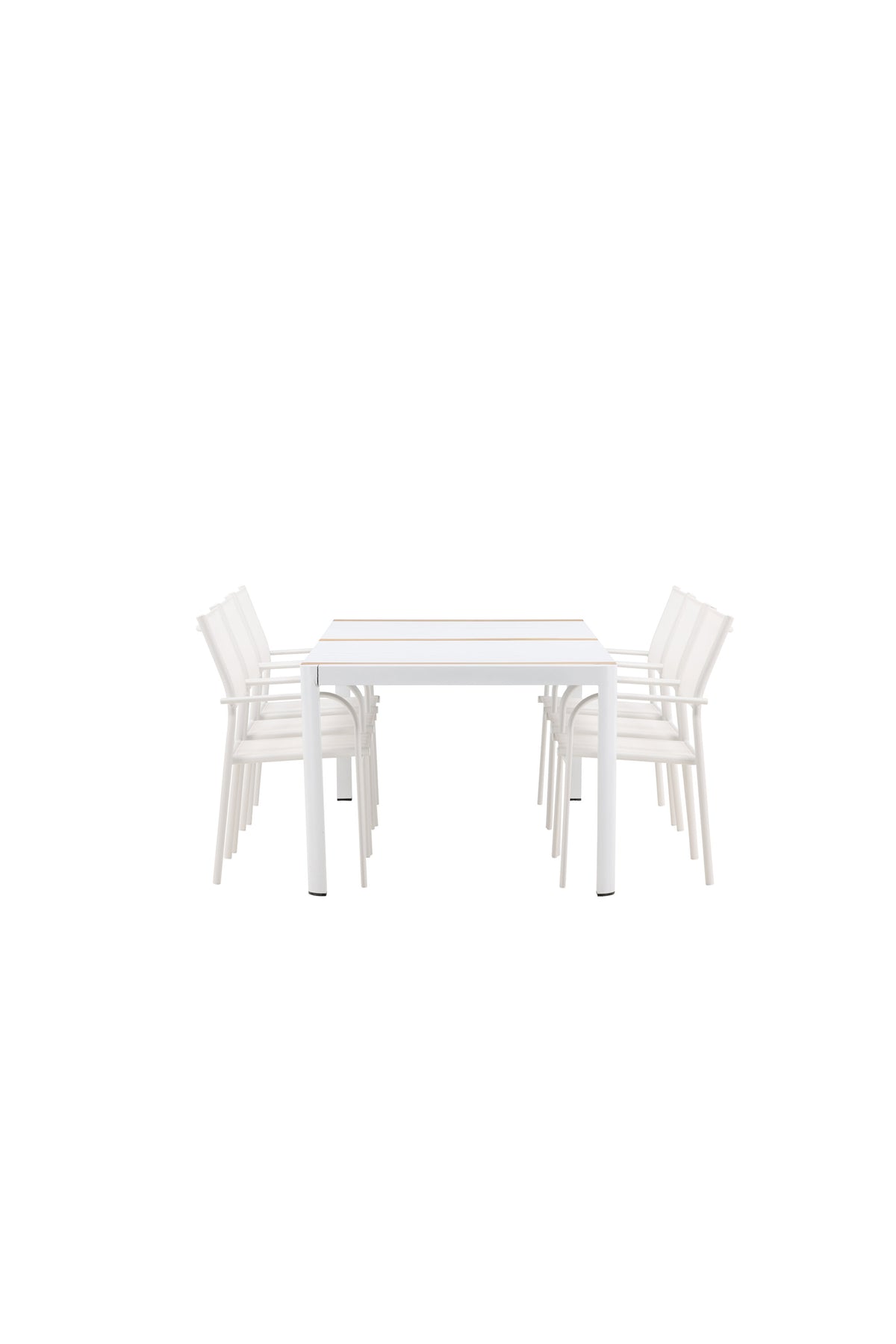 Togo Outdoor-Tischset + Santorini 200cm/6St. in Weiss präsentiert im Onlineshop von KAQTU Design AG. Gartentischset ist von Venture Home