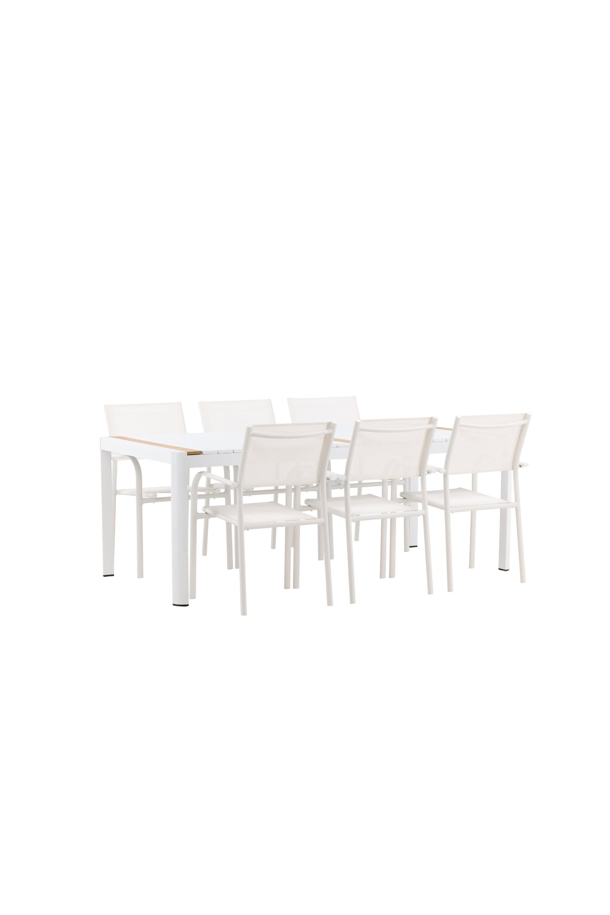 Togo Outdoor-Tischset + Santorini 200cm/6St. in Weiss präsentiert im Onlineshop von KAQTU Design AG. Gartentischset ist von Venture Home