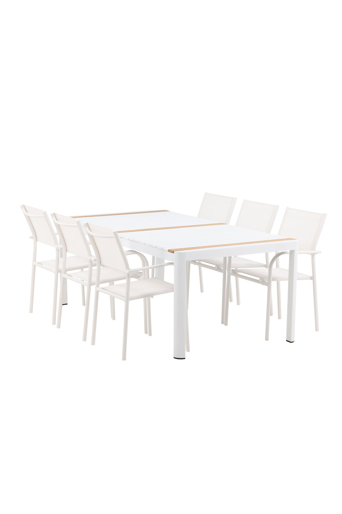Togo Outdoor-Tischset + Santorini 200cm/6St. in Weiss präsentiert im Onlineshop von KAQTU Design AG. Gartentischset ist von Venture Home
