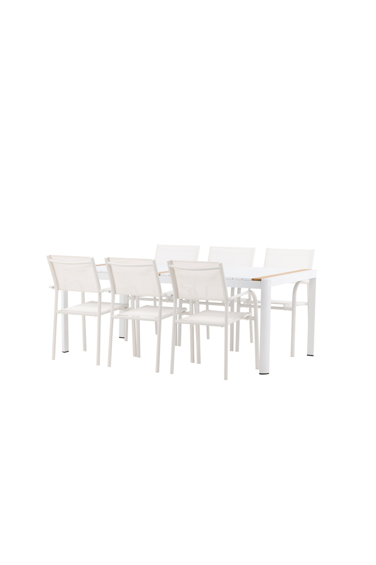Togo Outdoor-Tischset + Santorini 200cm/6St. in Weiss präsentiert im Onlineshop von KAQTU Design AG. Gartentischset ist von Venture Home