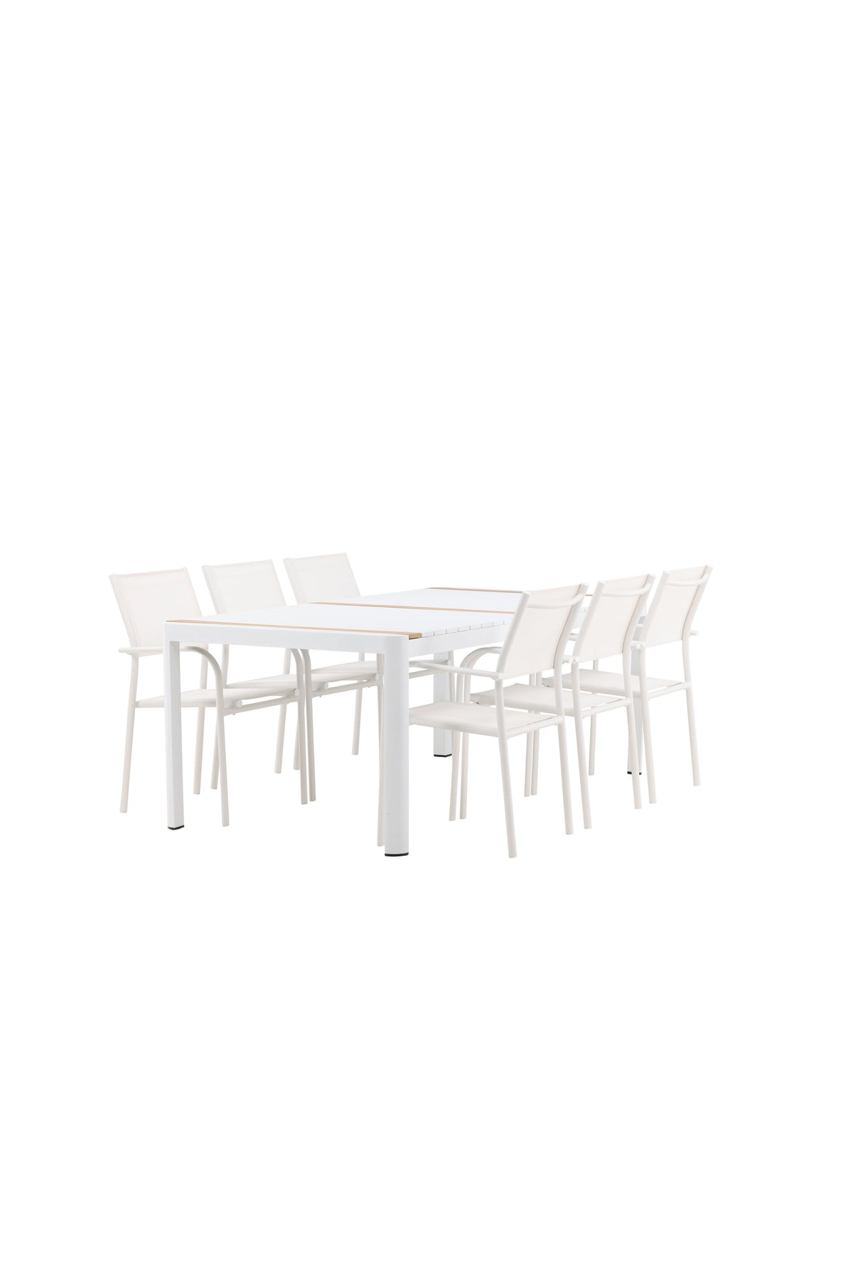 Togo Outdoor-Tischset + Santorini 200cm/6St. in Weiss präsentiert im Onlineshop von KAQTU Design AG. Gartentischset ist von Venture Home