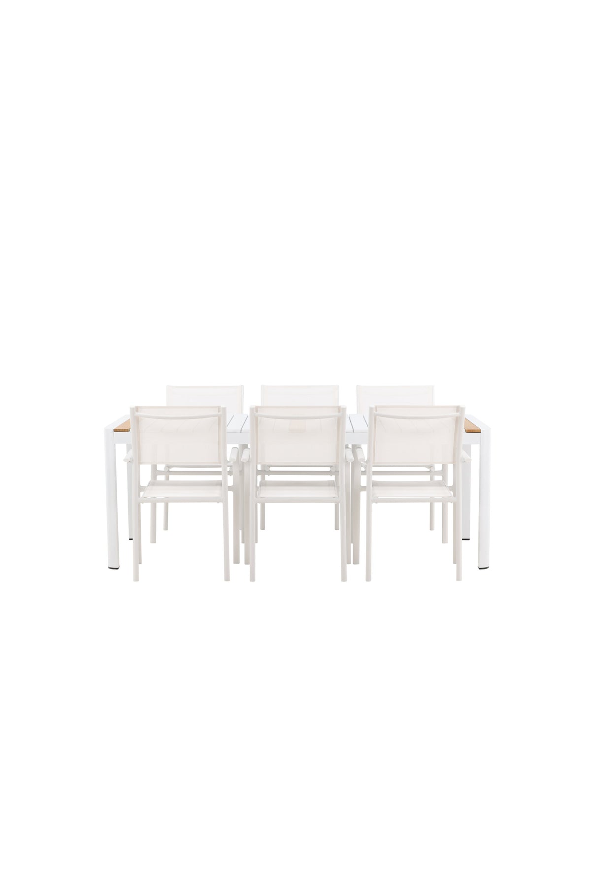 Togo Outdoor-Tischset + Santorini 200cm/6St. in Weiss präsentiert im Onlineshop von KAQTU Design AG. Gartentischset ist von Venture Home